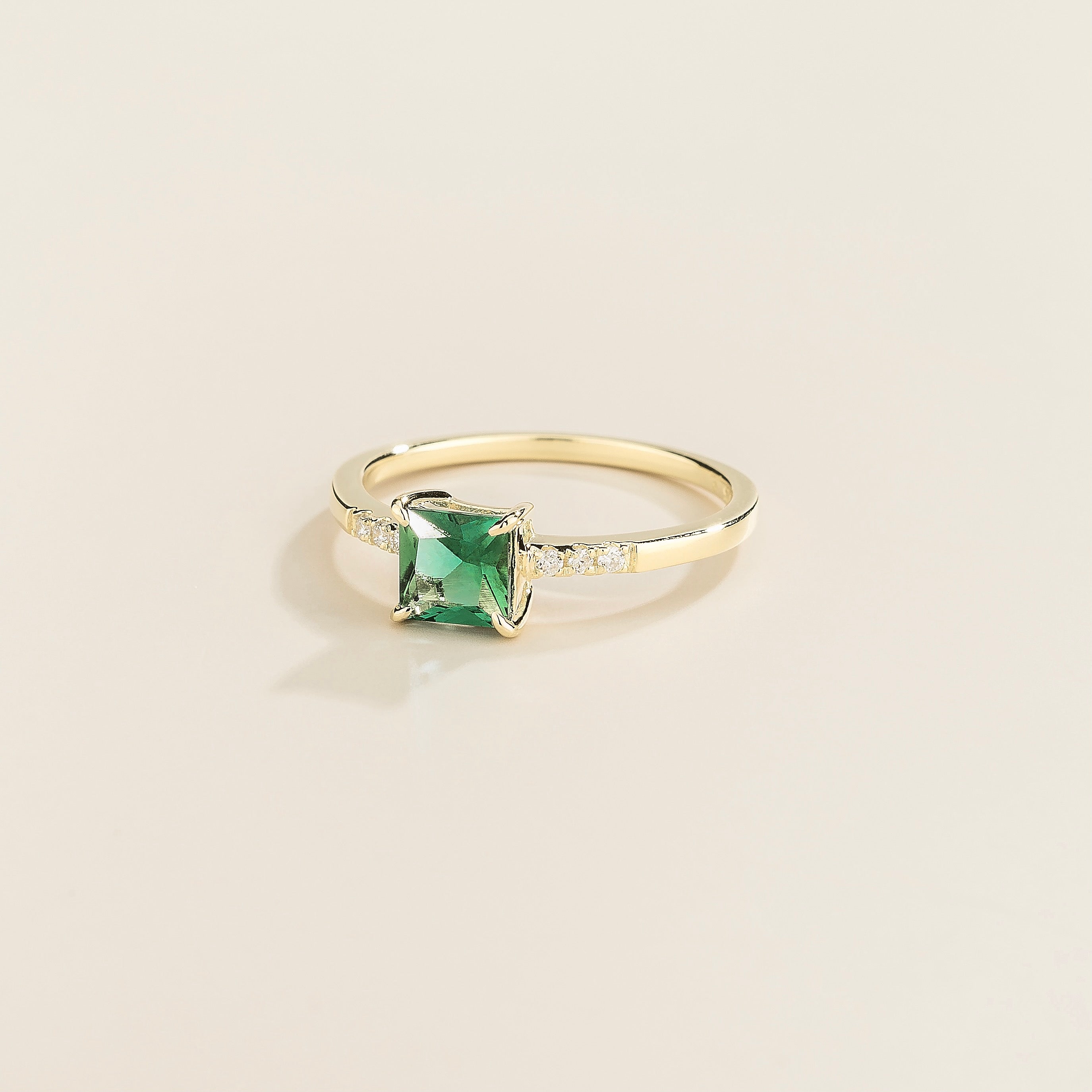 Etre Emerald Pricess Cut & Diamond Accent Ring in White Gold