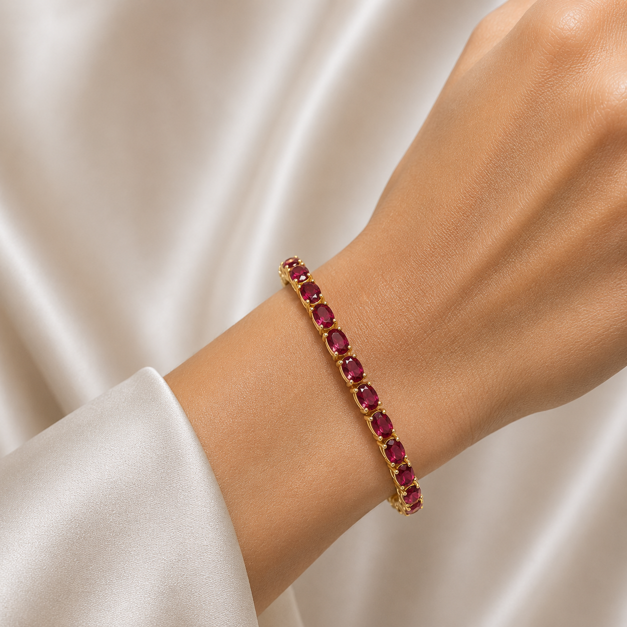 Salto Ruby Oval Tennis Bracelet in Gold