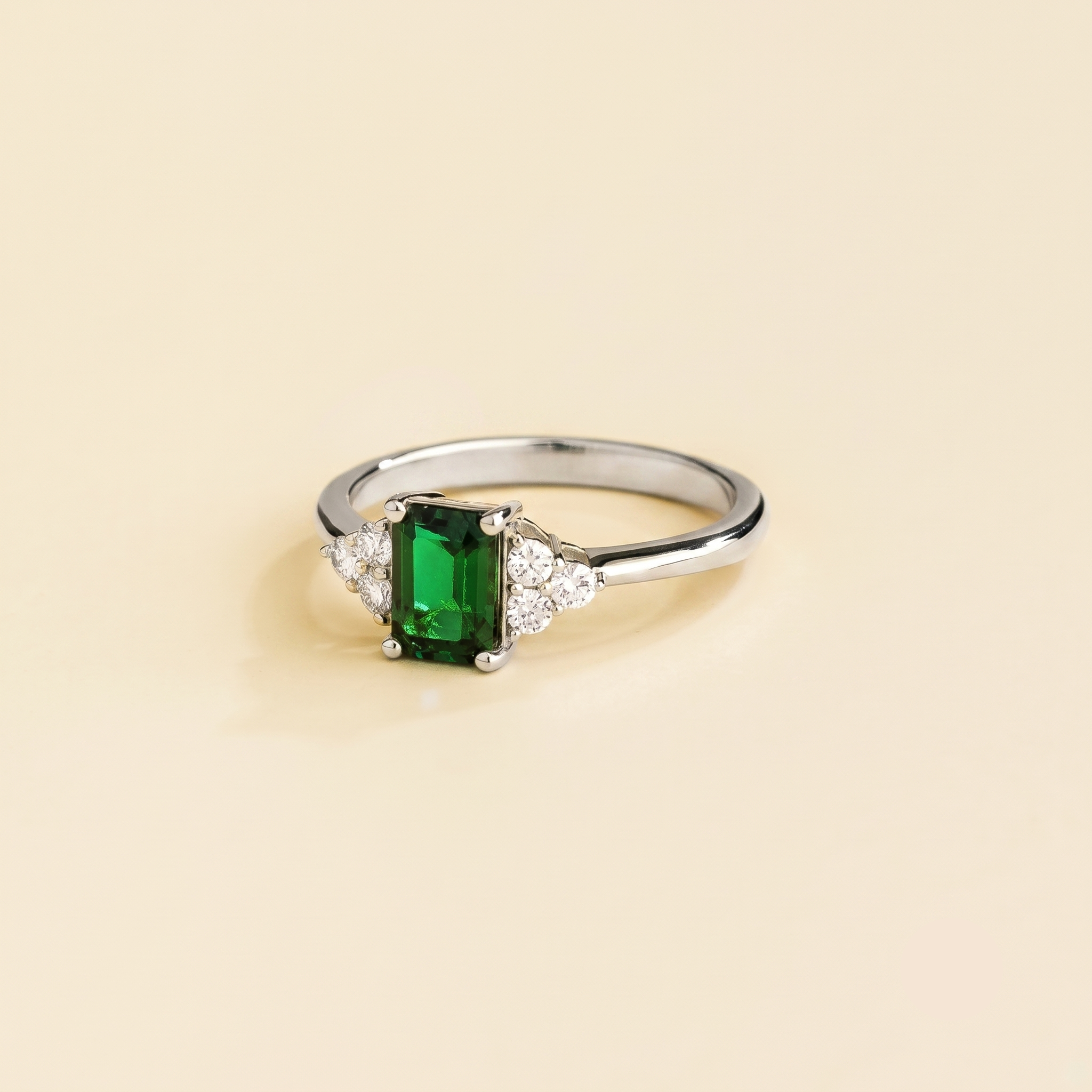 Chateau Emerald Emerald-Cut & Diamond Ring in White Gold