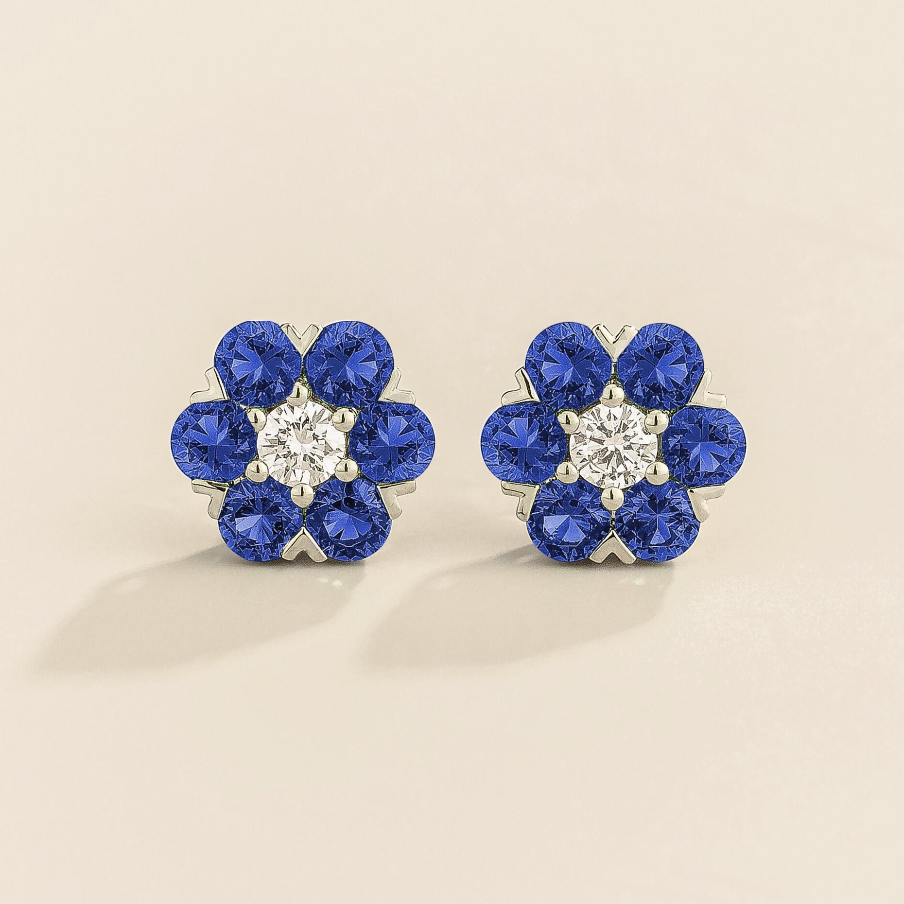 Cinq White Gold Earrings Diamond & Blue Sapphire