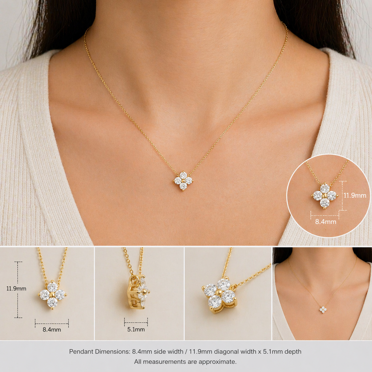 Clover Diamond Necklace In White Gold