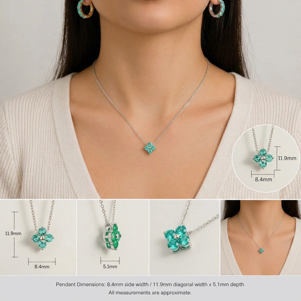Clover Paraiba Necklace In White Gold