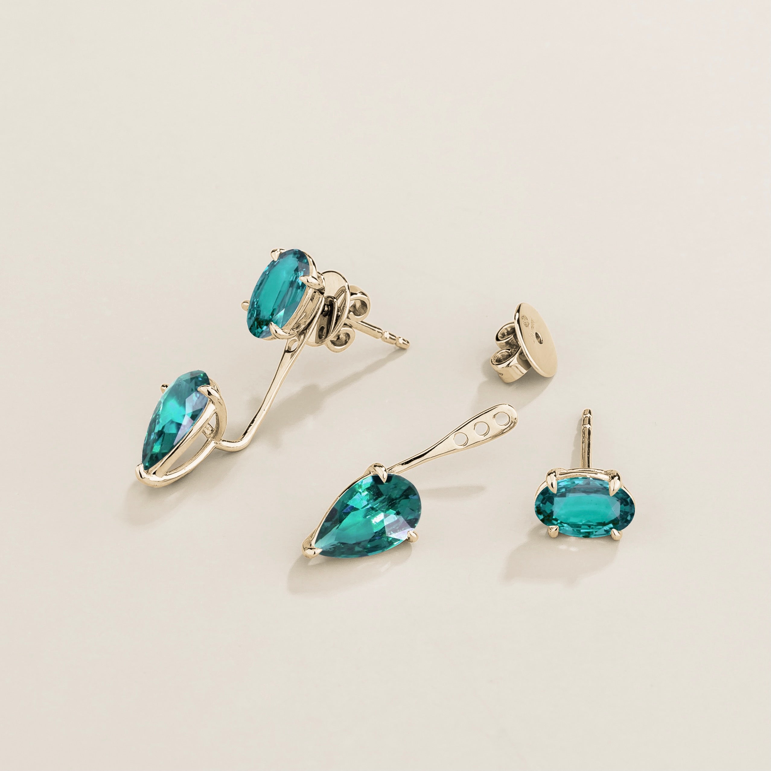 Juli Paraiba Convertible Drop Earrings in White Gold