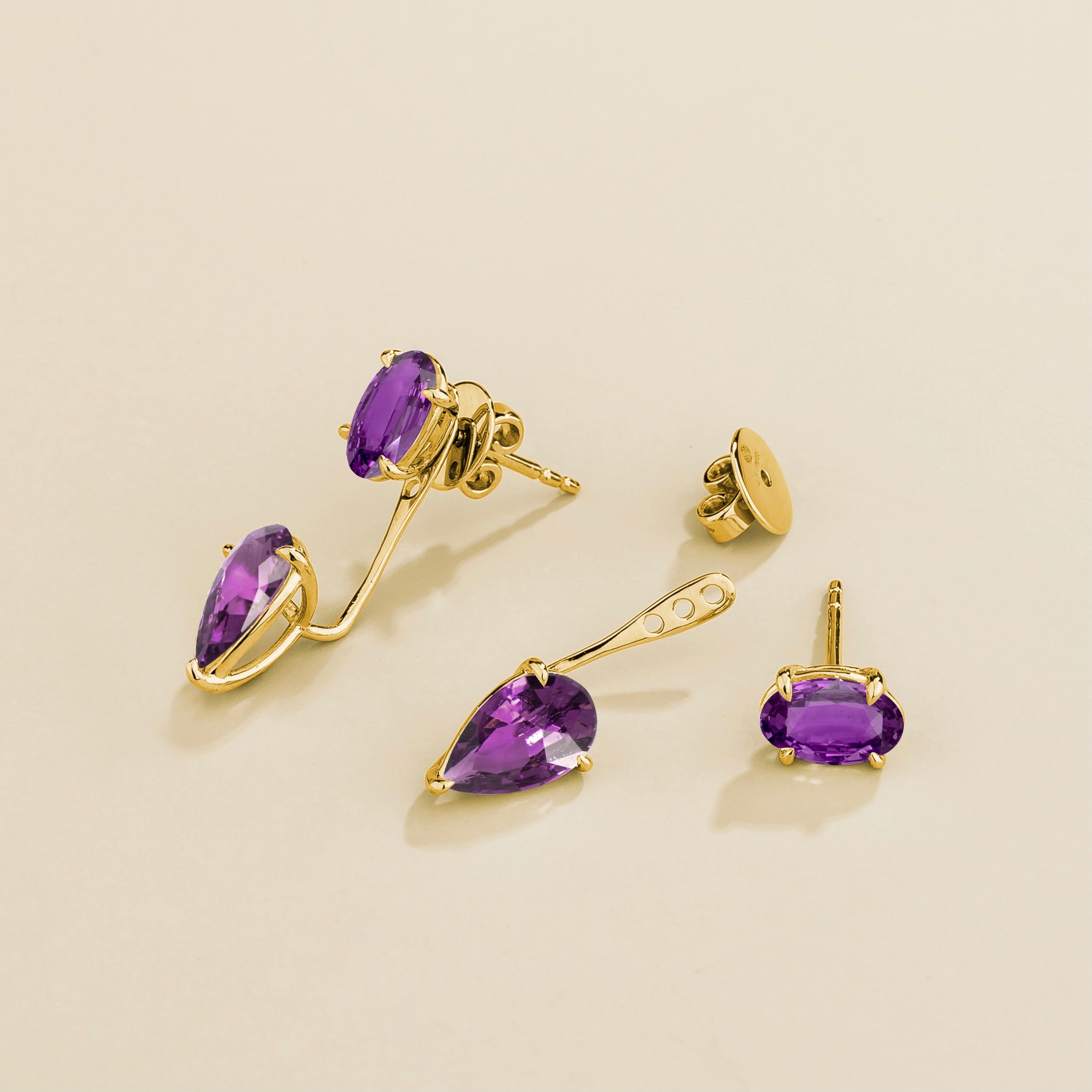 Juli Purple Sapphire Convertible Drop Earrings in Gold