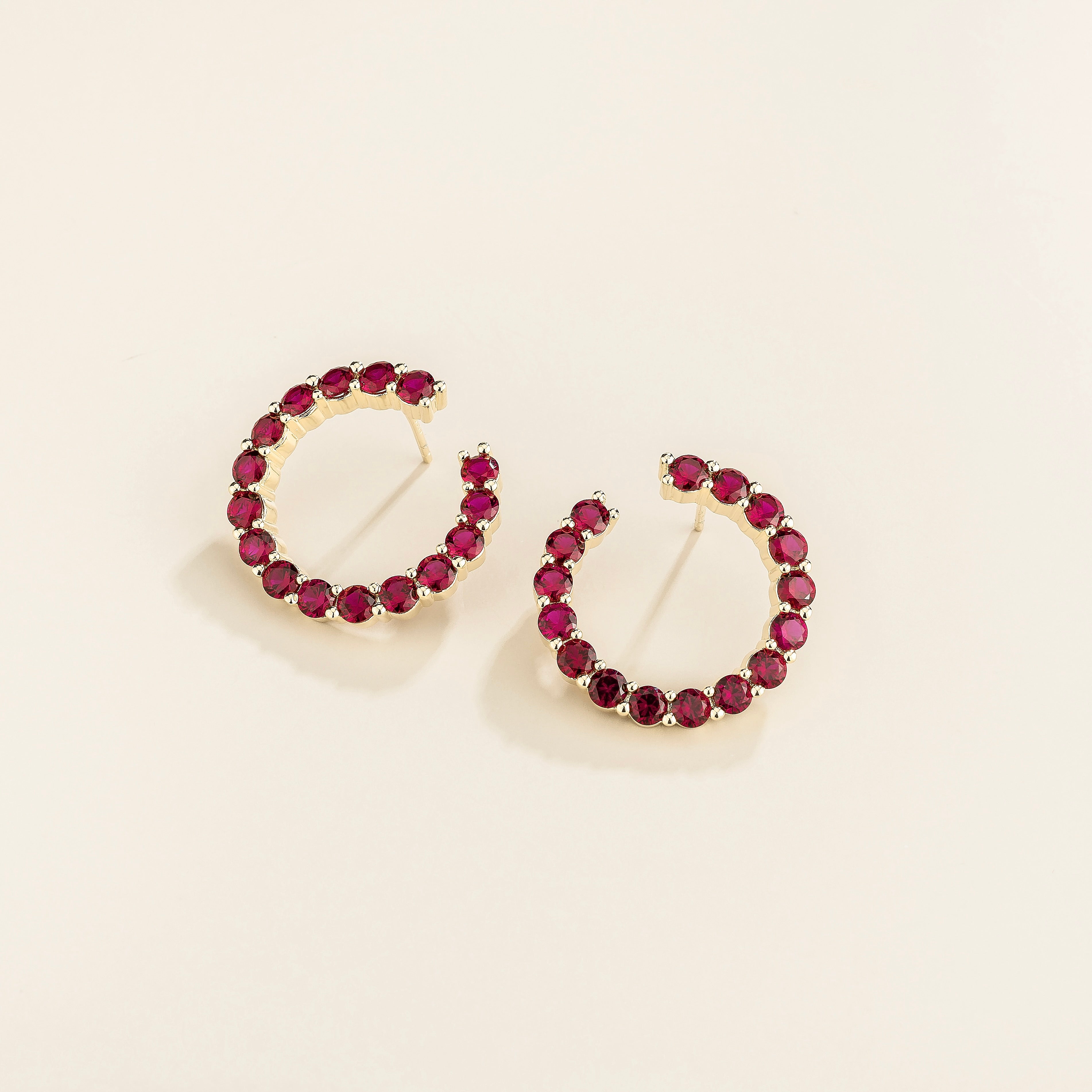 Kom Ruby Hoop Earrings In White Gold