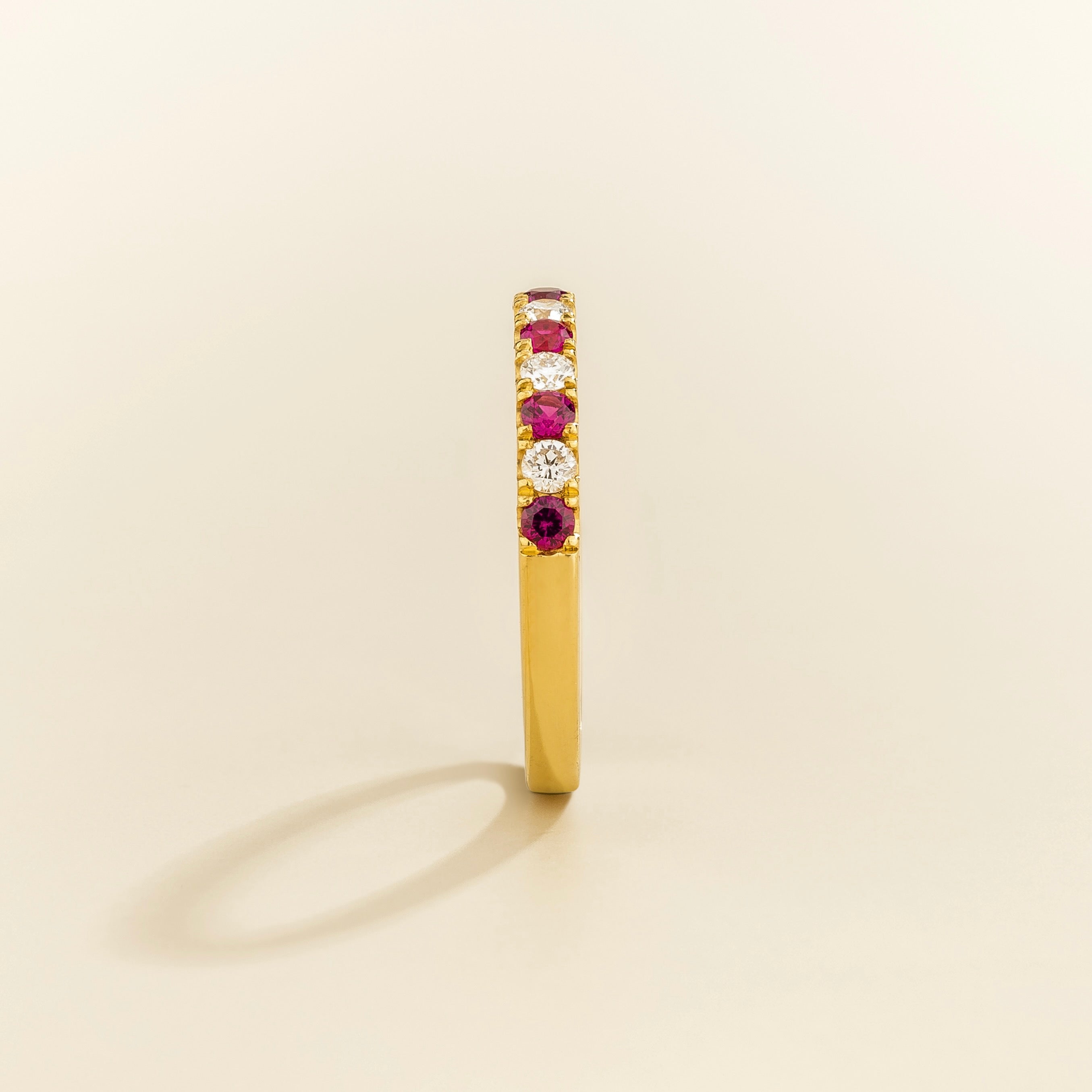 Salto Ruby & Diamond Half Eternity Gold Ring