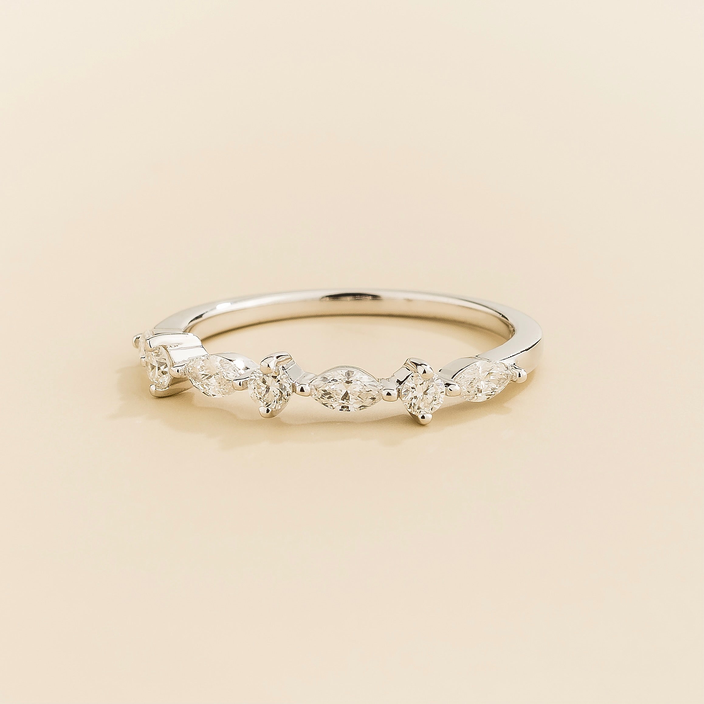 Marquise Diamond Half Eternity Band White Gold Ring