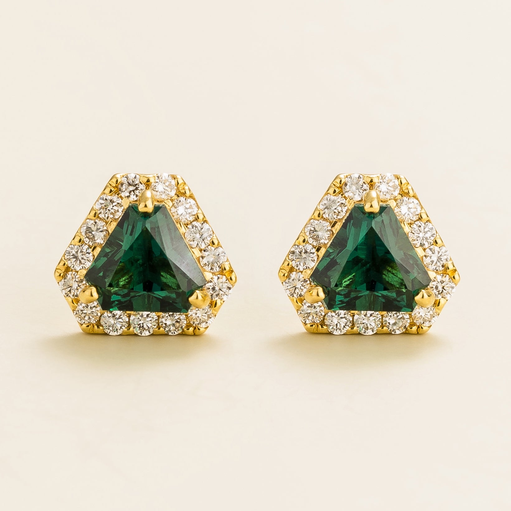 Diana Gold Earrings Emerald and Diamond Online Affordable Bespoke Jewellery UK