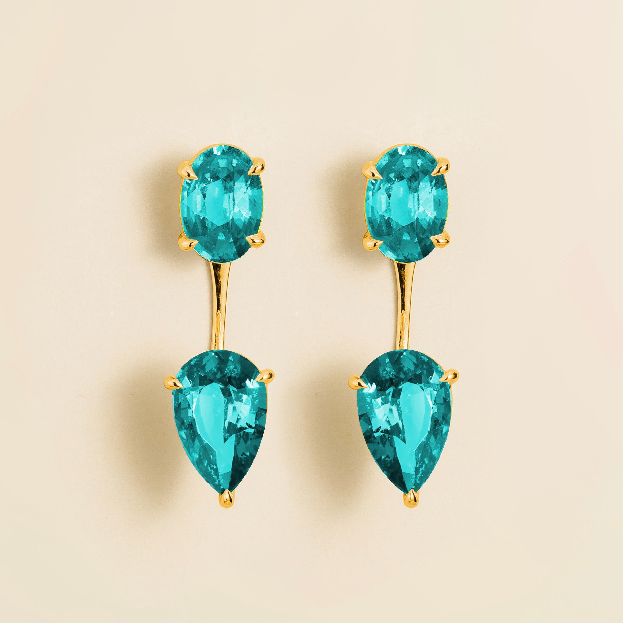 Juli Paraiba Convertible Drop Earrings in Gold