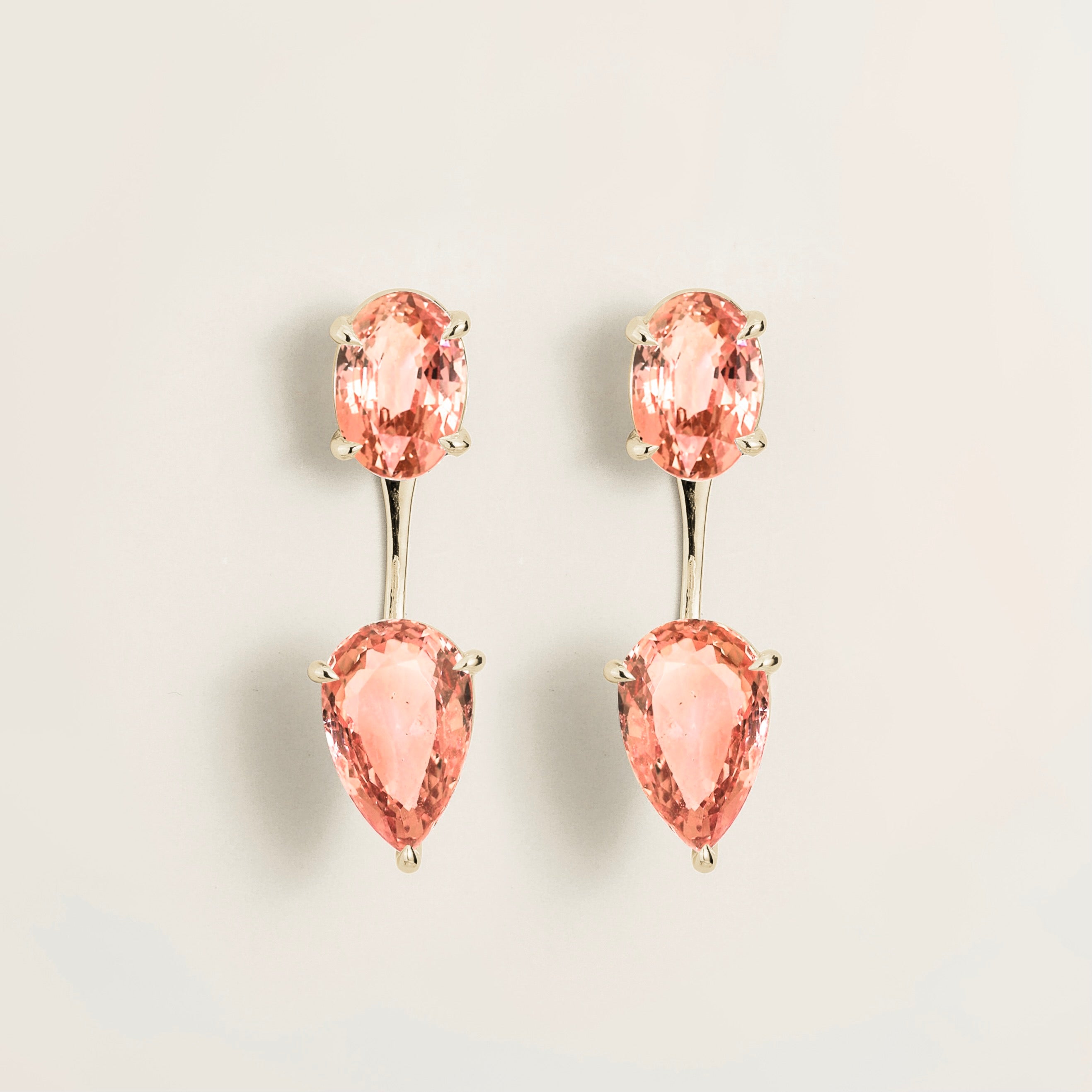 Juli Padparadscha Sapphire Convertible Drop Earrings in White Gold