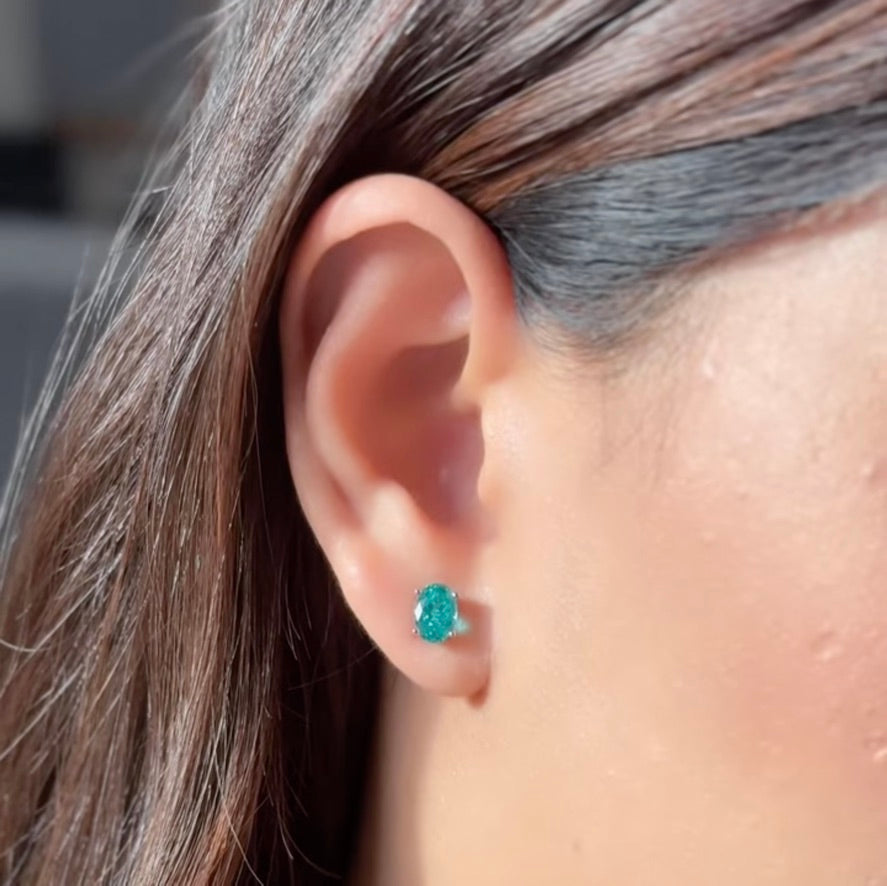 Ovo Paraiba Oval Stud Earrings in Gold