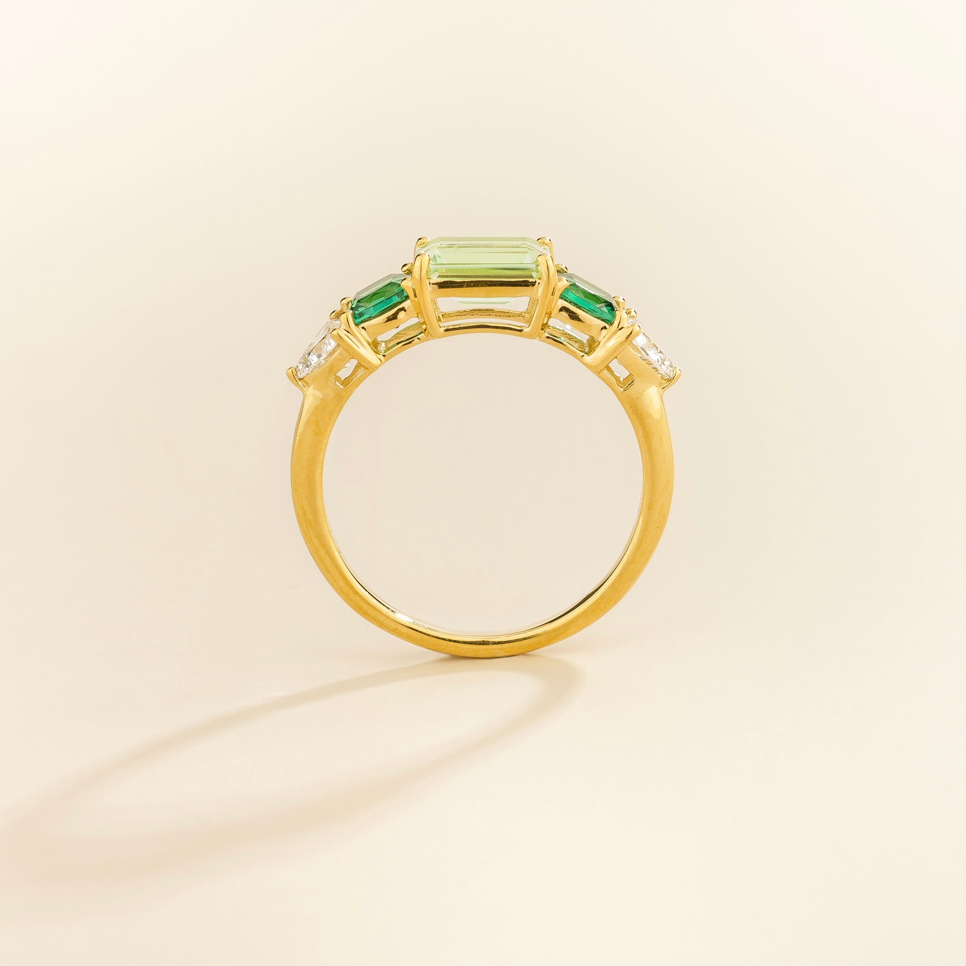 Alexia Ring in Green Sapphire, Emerald & Diamond set in Gold