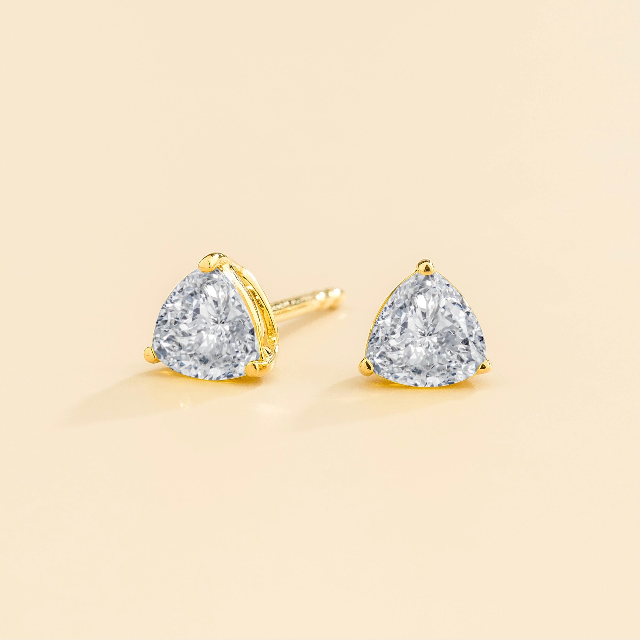 Trillion Diamond Stud Earrings in Gold