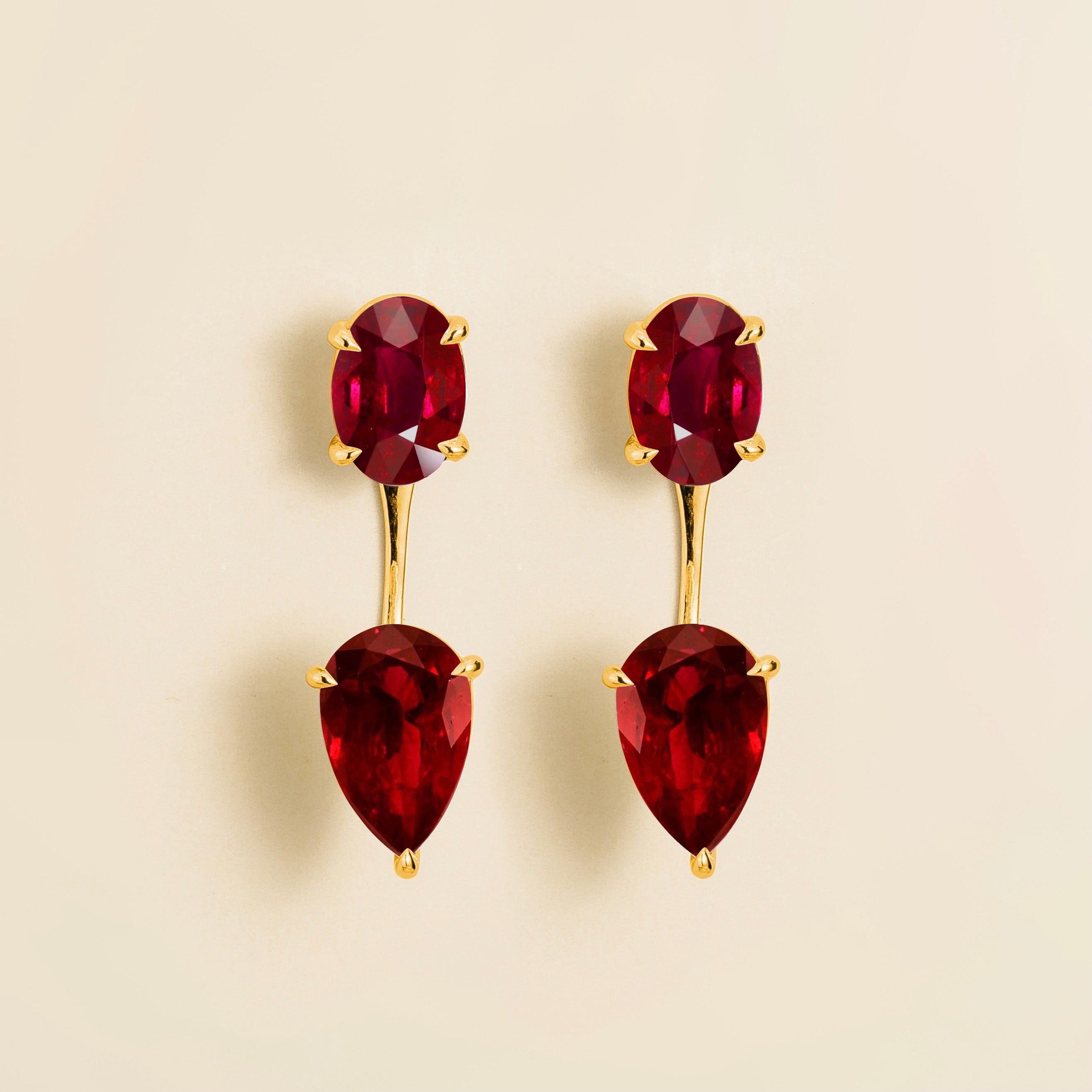 Juli Ruby Convertible Drop Earrings in Gold