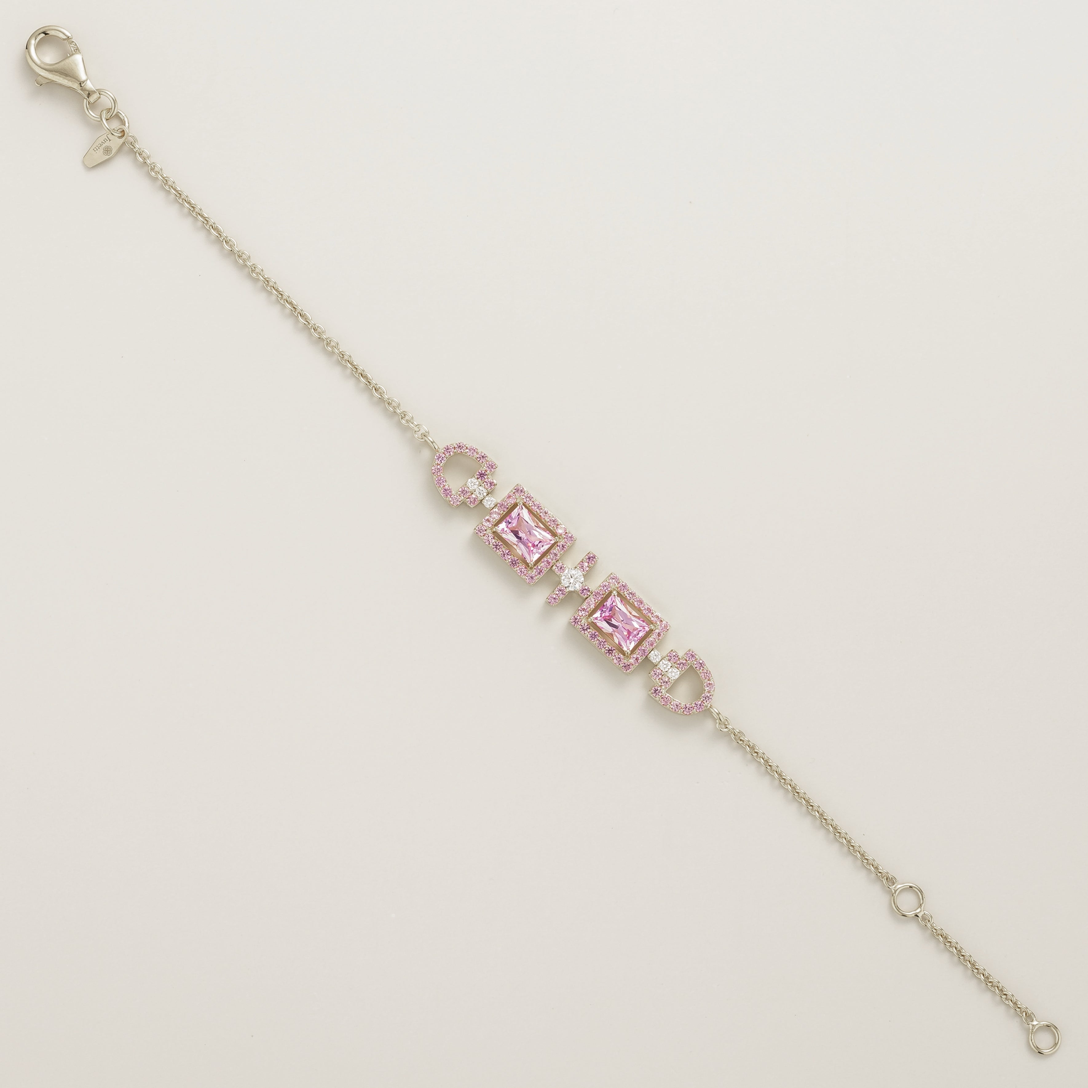 elegant ciceris bracelet set with pink sapphires and diamonds