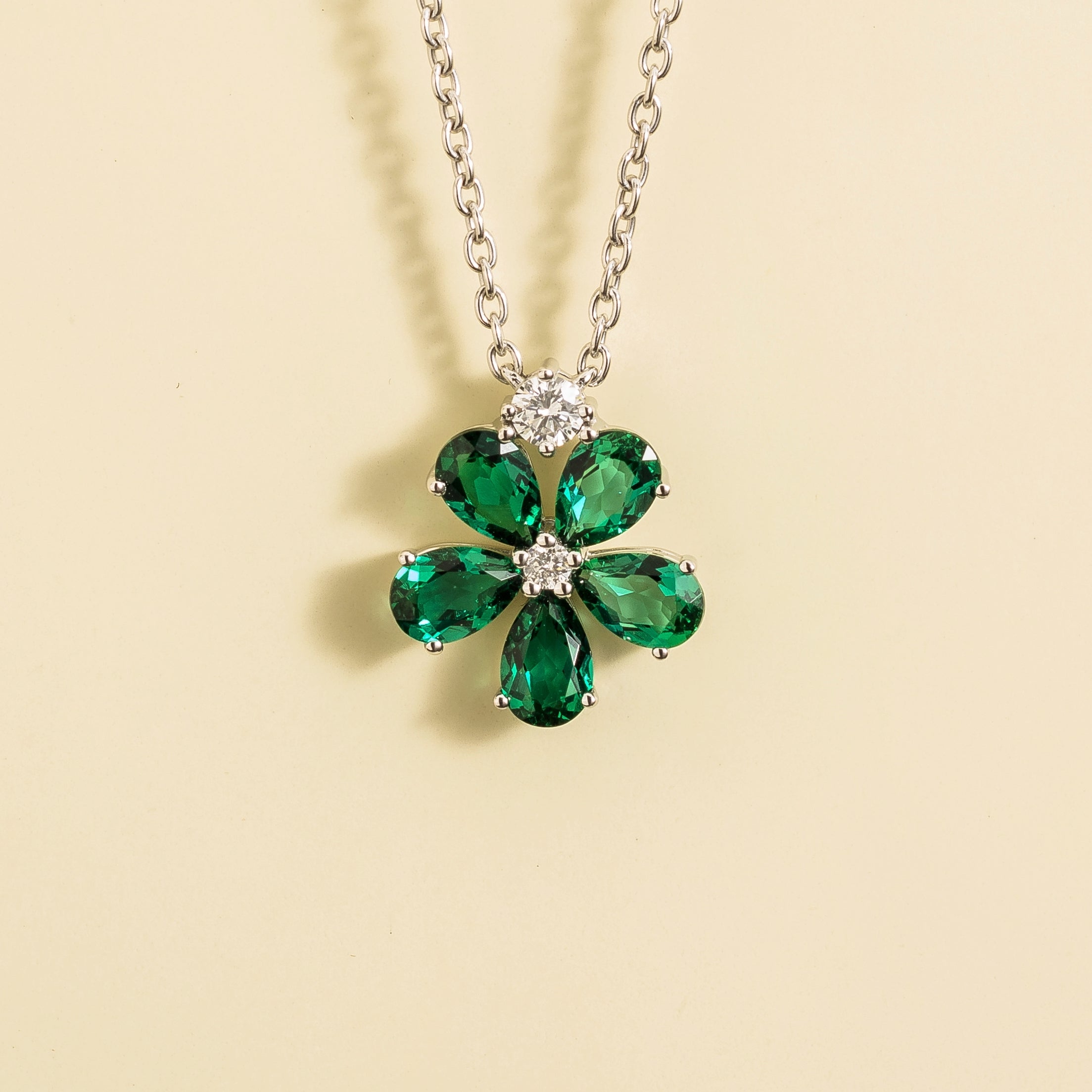 Emerald Earrings Juvetti Jewellery London Florea White Gold Necklace Emerald and Diamond