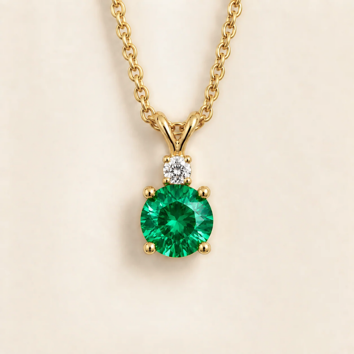 Joie Round Emerald & Diamond Drop Pendant Necklace In Gold