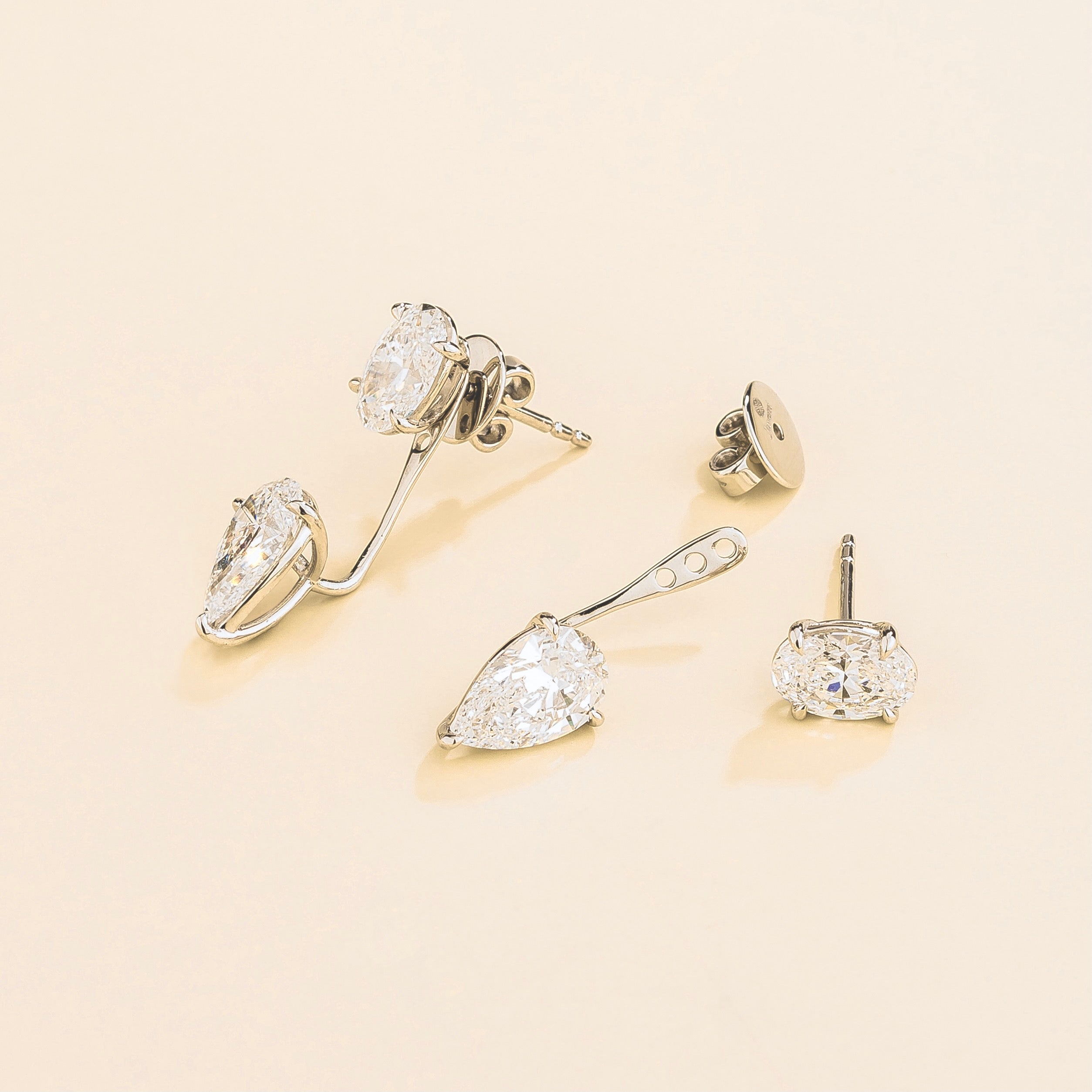 Juli Diamond Convertible Drop Earrings in White Gold
