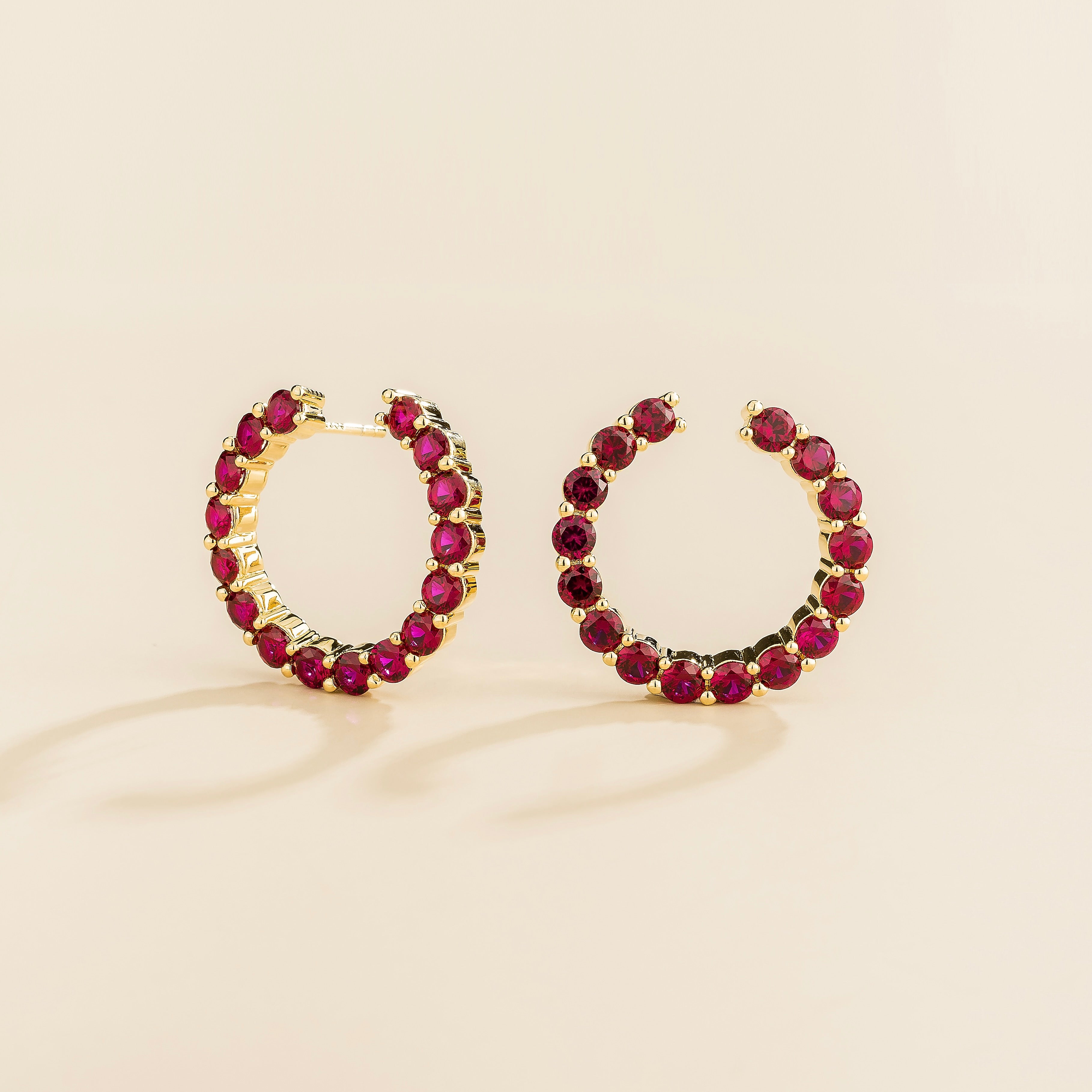 Kom Ruby Hoop Earrings In Gold