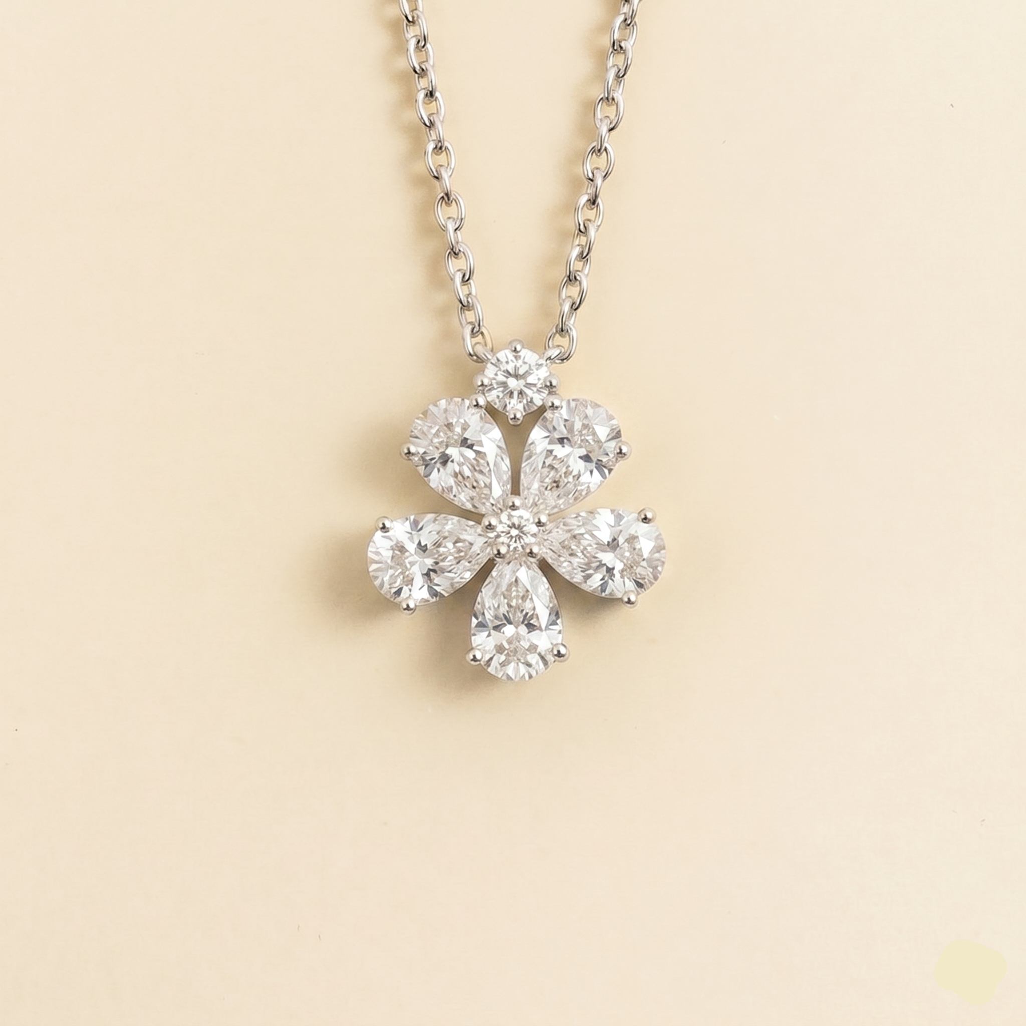 Florea Diamond Flower Pendant Necklace in White Gold