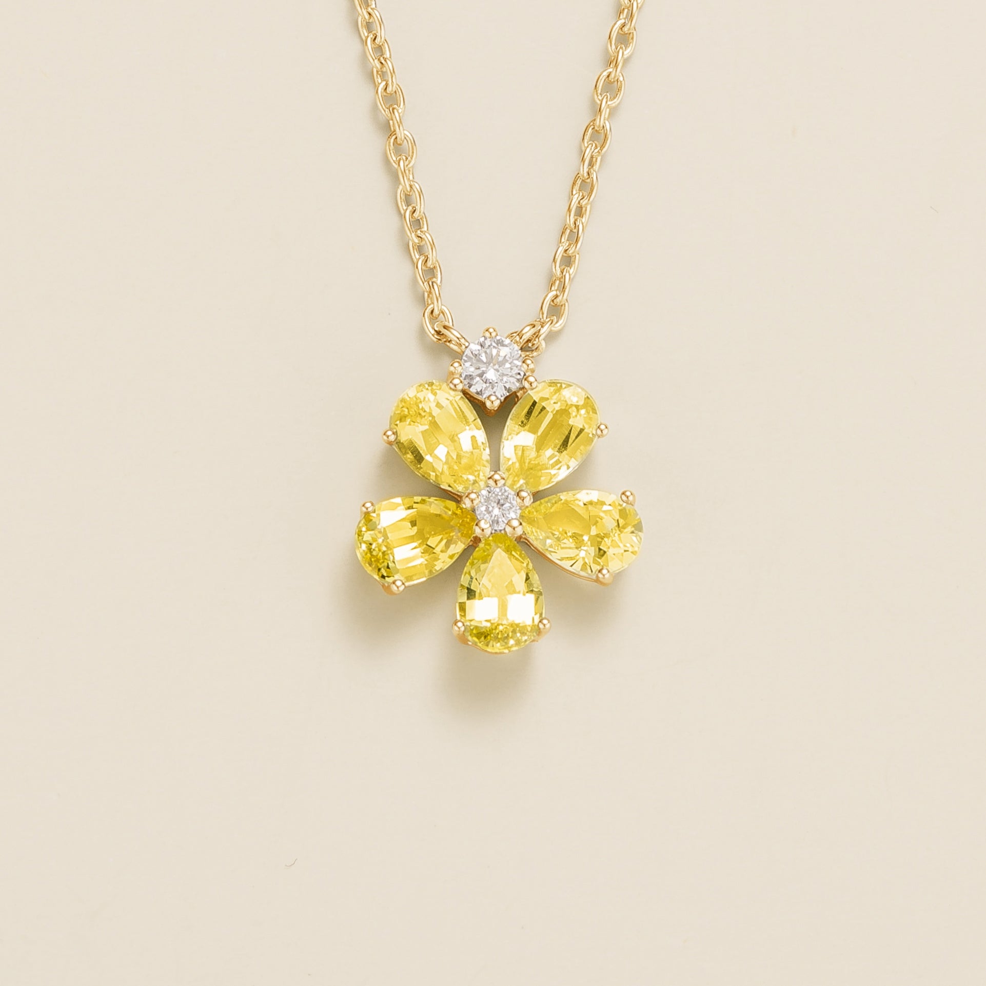 Florea Gold Necklace Yellow Sapphire and Diamond