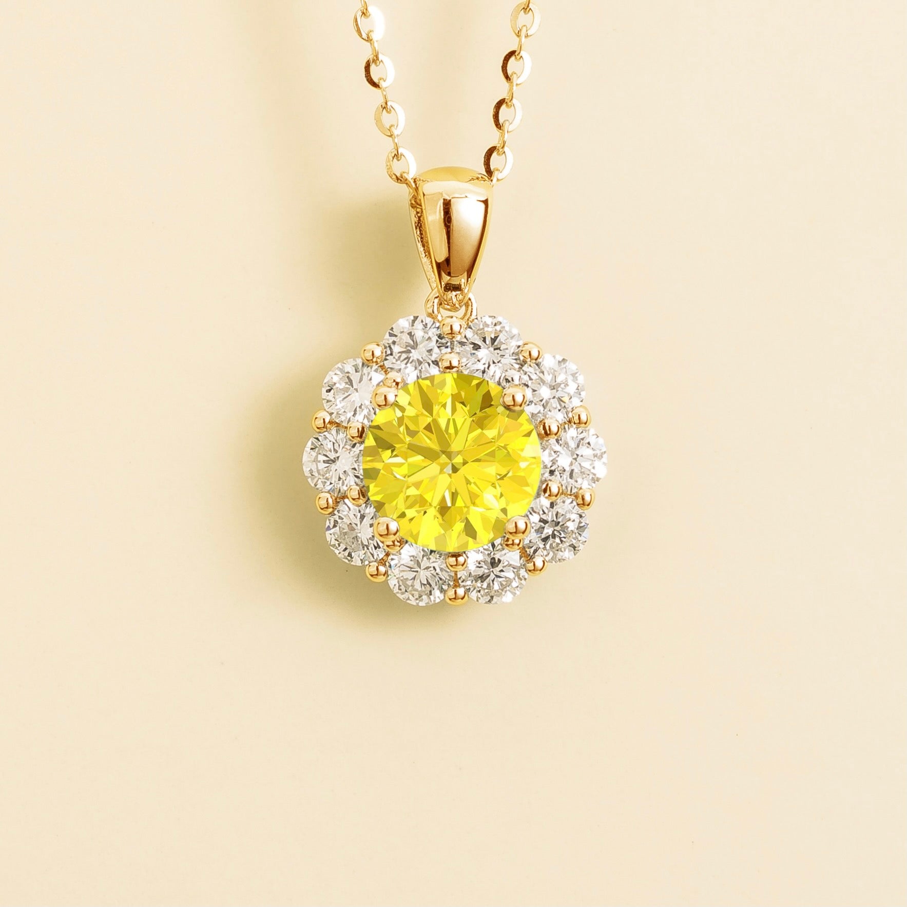 Floret Gold Necklace Set With Yellow Sapphire & Diamond