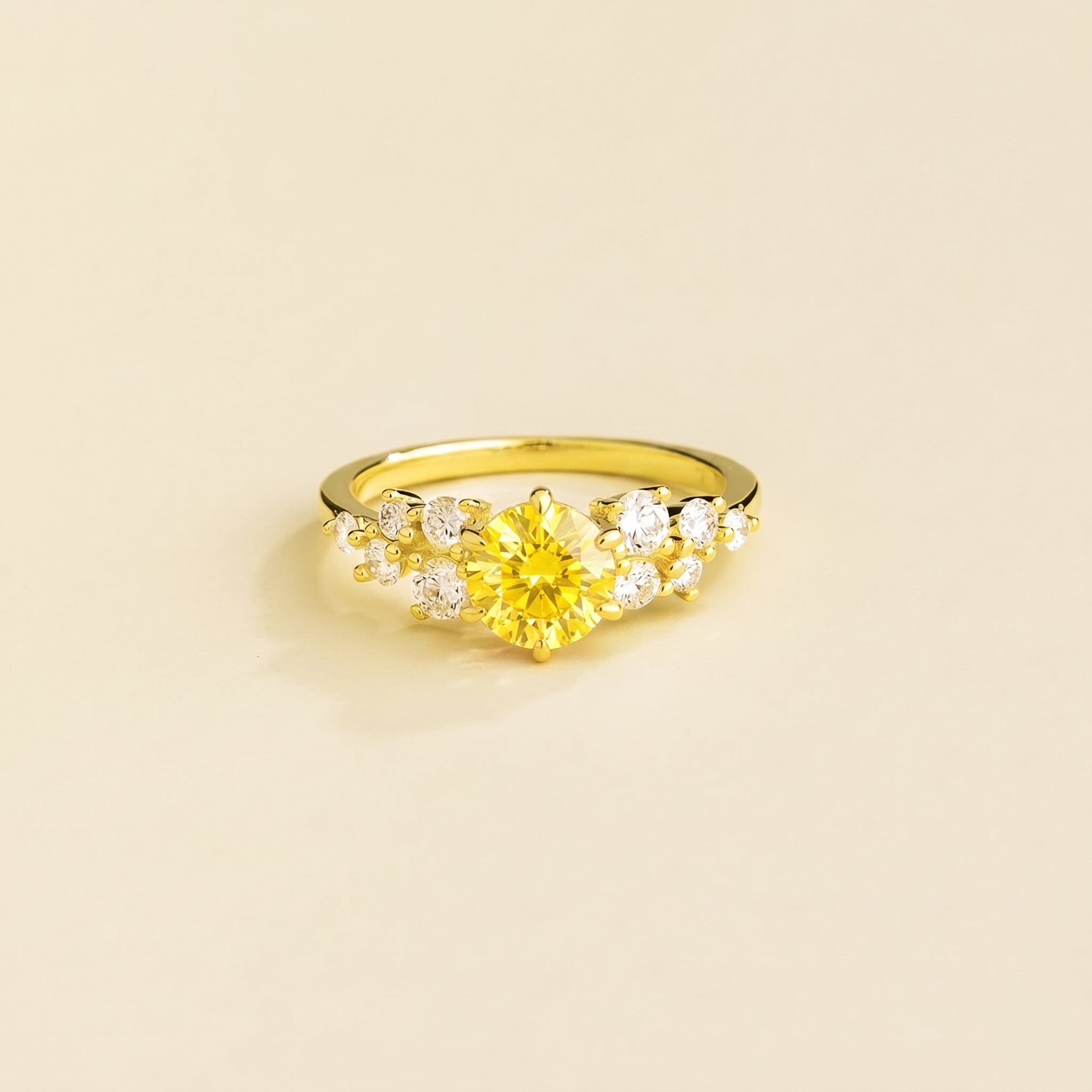 Floret Yellow Sapphire Round & Diamond Cluster Ring in Gold