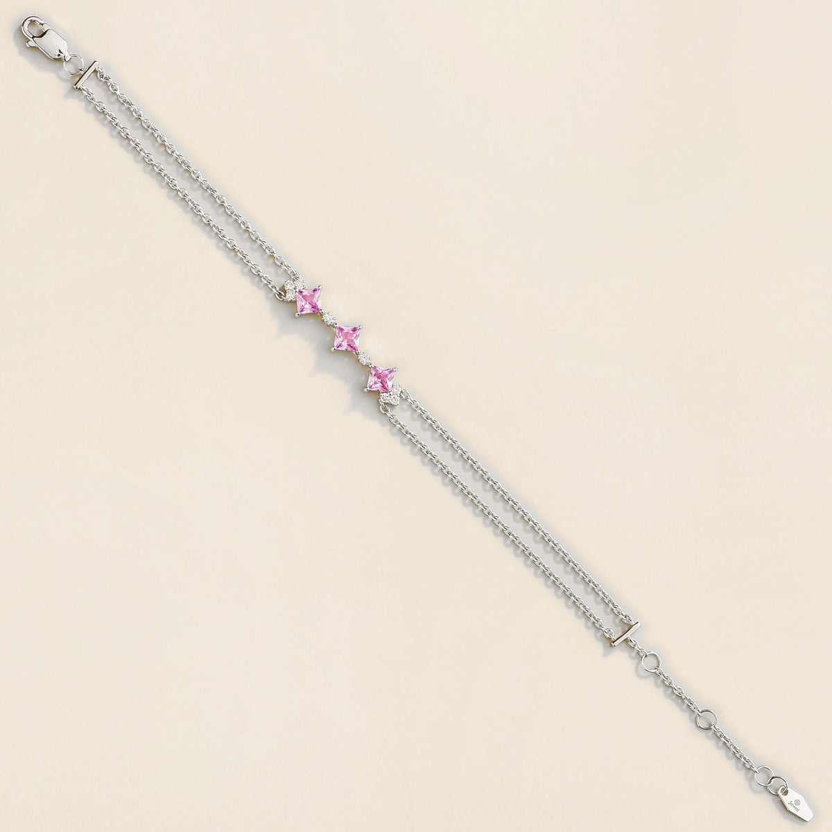 Forma Pink Sapphire & Diamond Bracelet in White Gold – front view