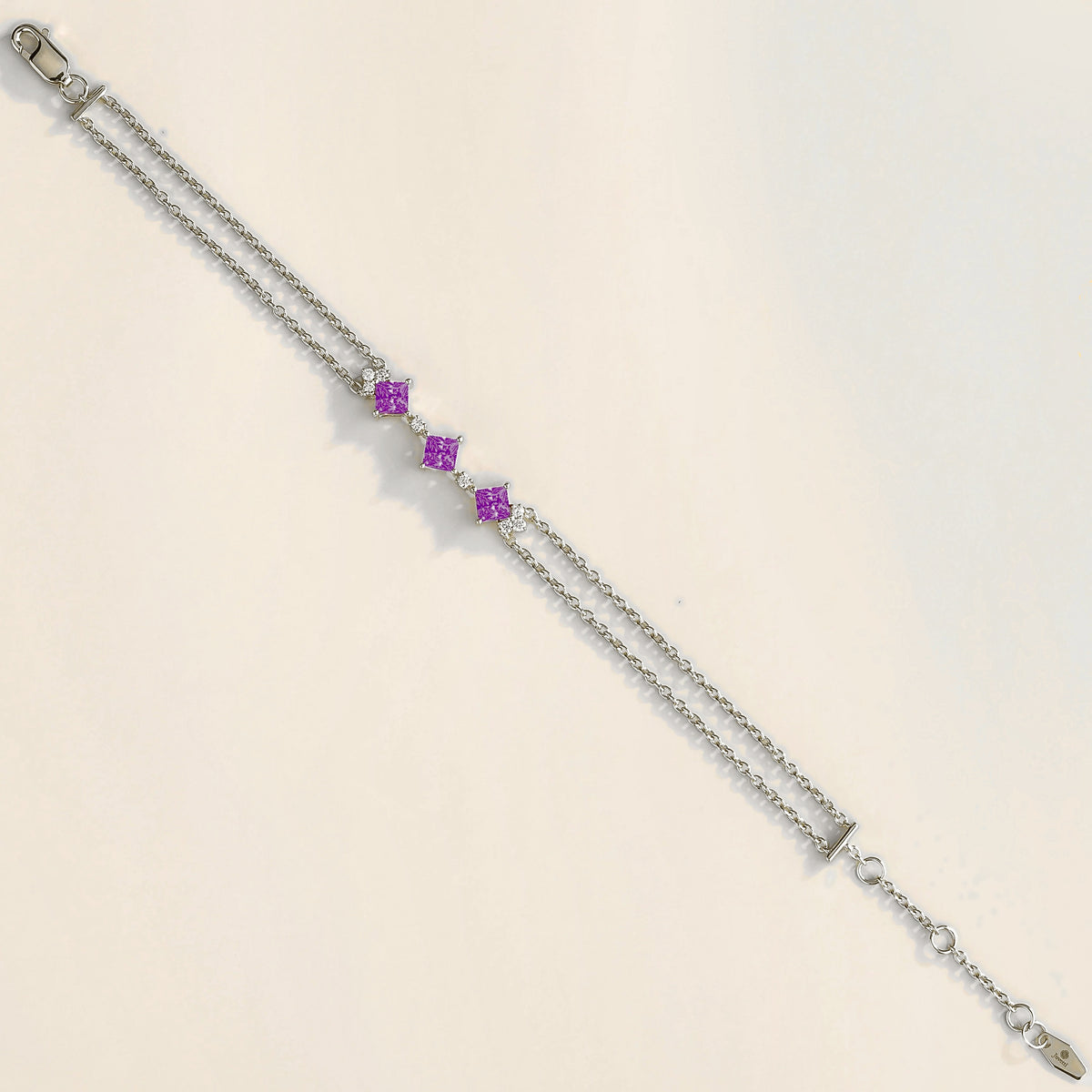 forma white gold bracelet with purple sapphires and lab grown diamonds