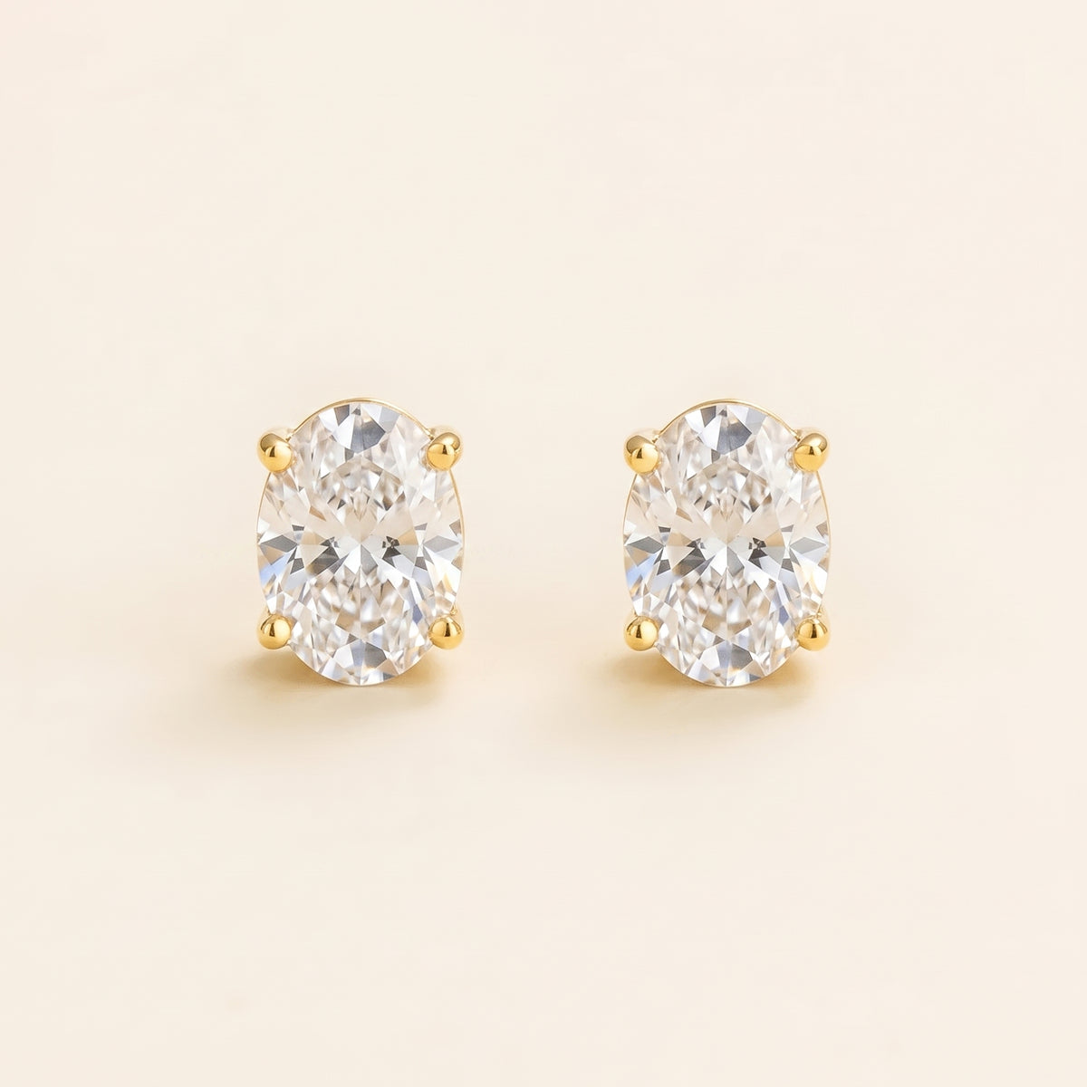 Ovo Diamond Oval Stud Earrings in Gold | Juvetti