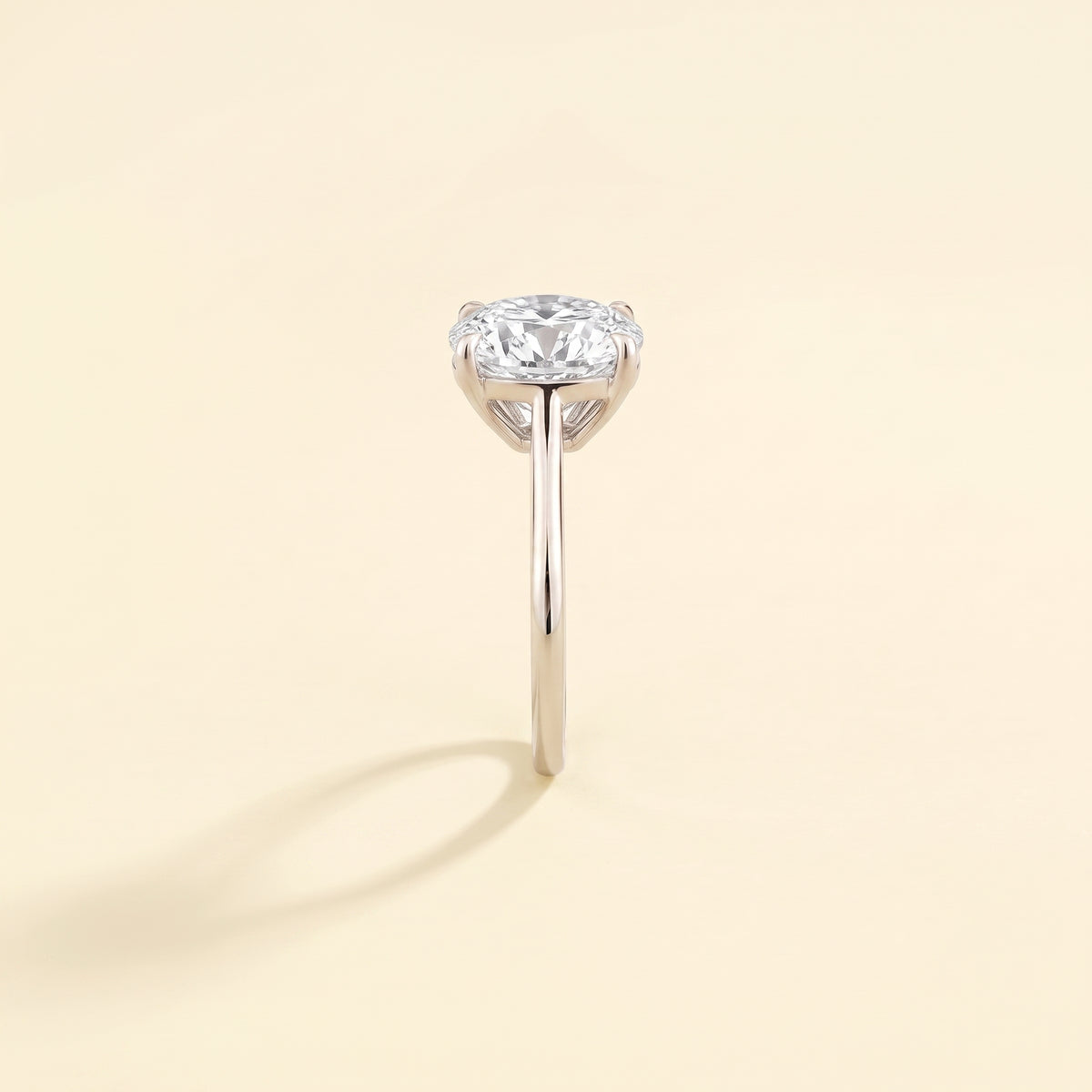 Cushion Shape Diamond Cathedral Solitaire Ring in White Gold