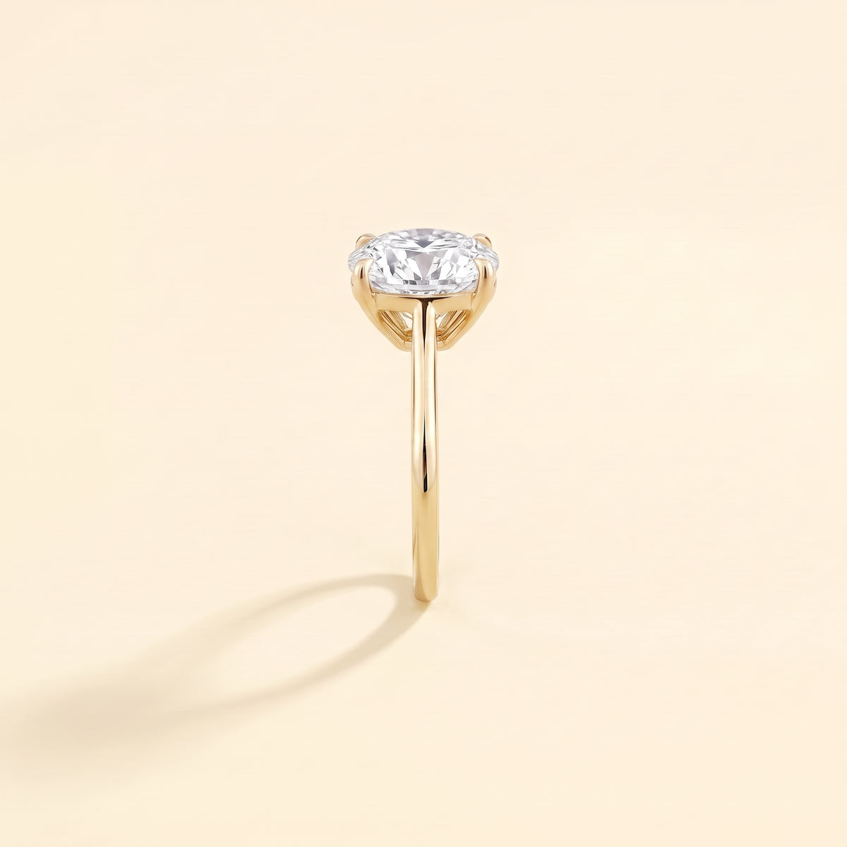 Cushion Shape Diamond Cathedral Solitaire Ring in Gold