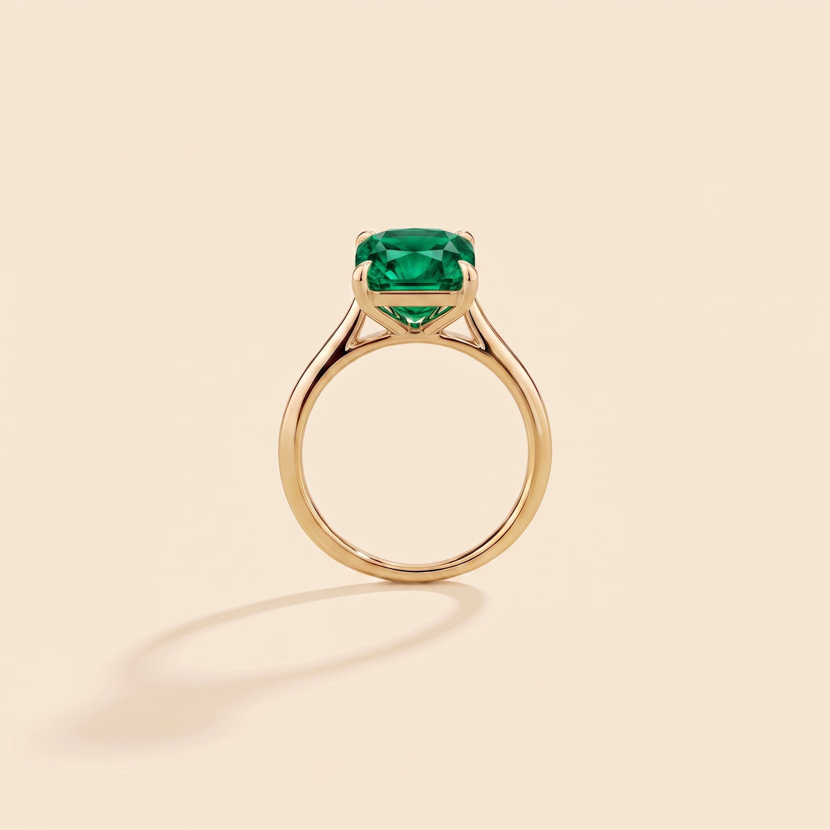 Clair Radiant Shape Emerald Cathedral Solitaire Ring side profile