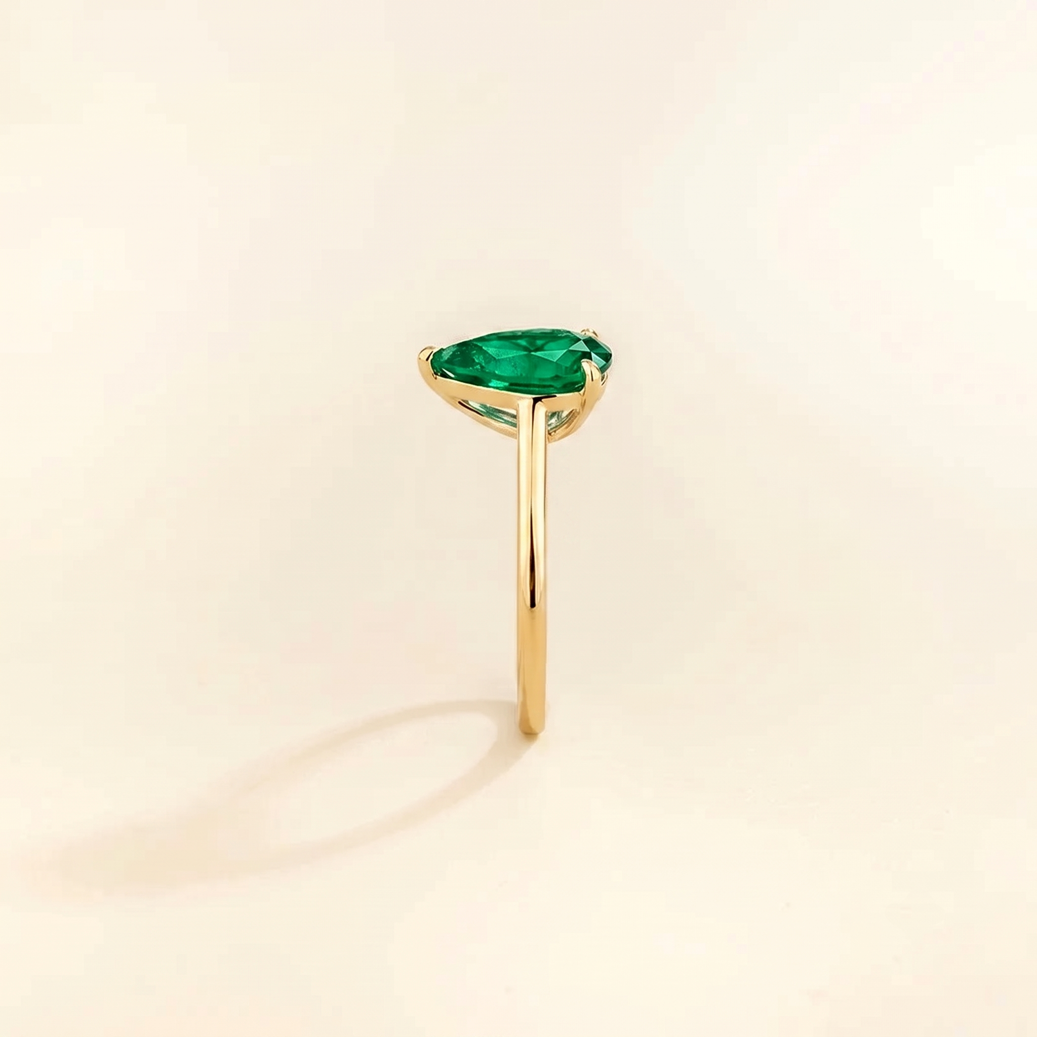 Pandal Pear Shape Emerald Cathedral Solitaire Ring side edge