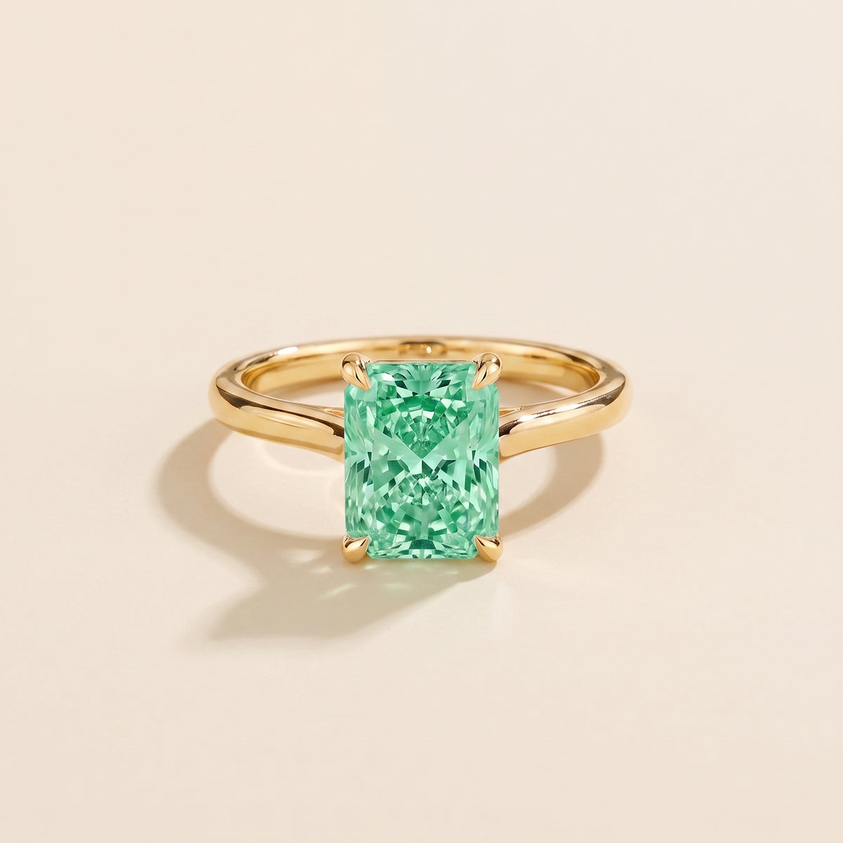 Clair Radiant Shape Green Sapphire Cathedral Solitaire Ring front