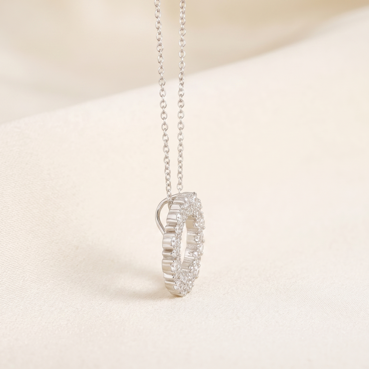 Starry Diamond Eternity Circle Pendant Necklace In White Gold