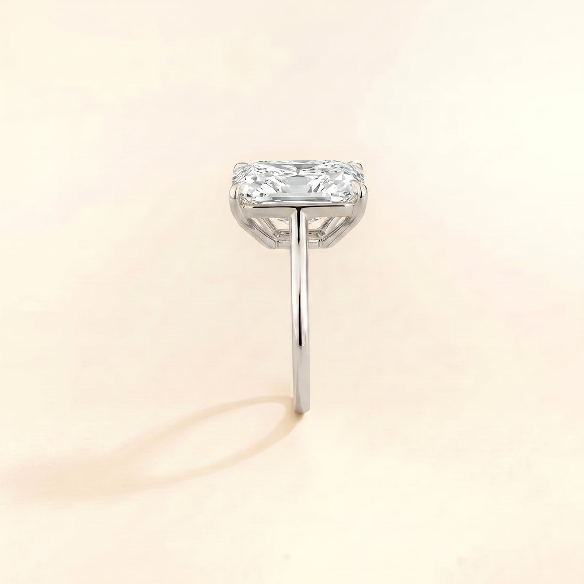 Clair Radiant Shape Diamond Cathedral Solitaire Ring side edge