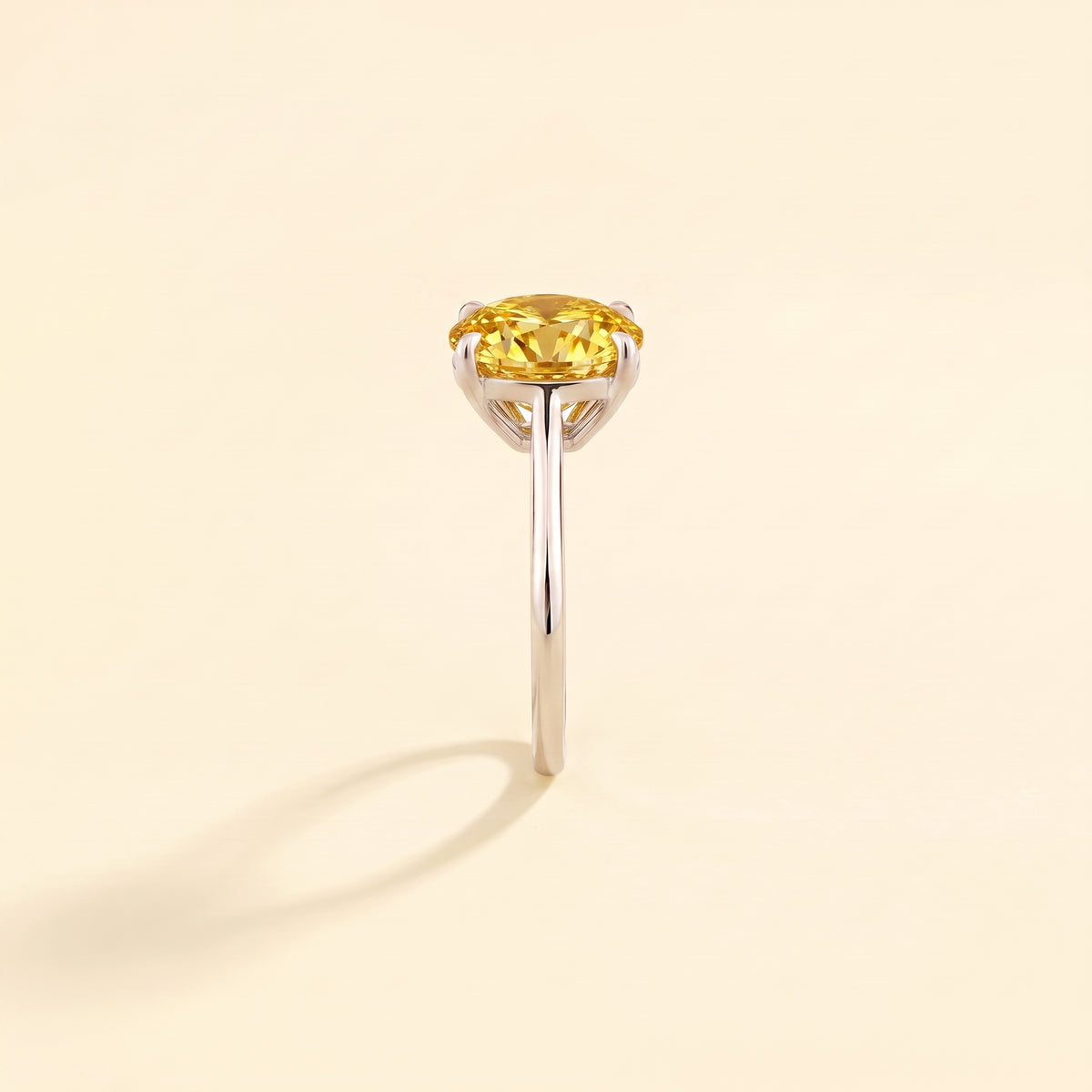 Iris Cushion Shape Yellow Sapphire Cathedral Solitaire Ring side edge