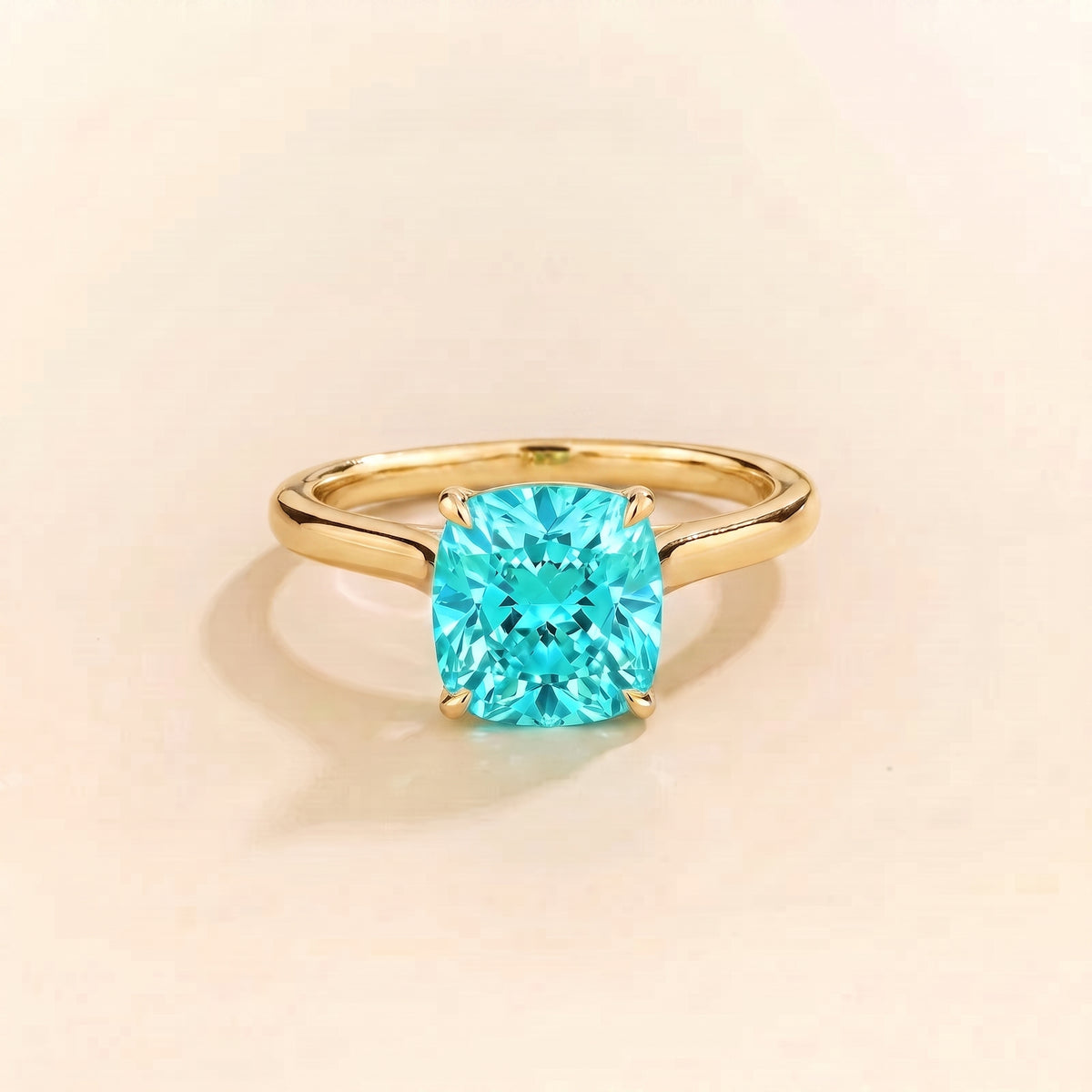 Iris Cushion Shape Paraiba Cathedral Solitaire Ring front