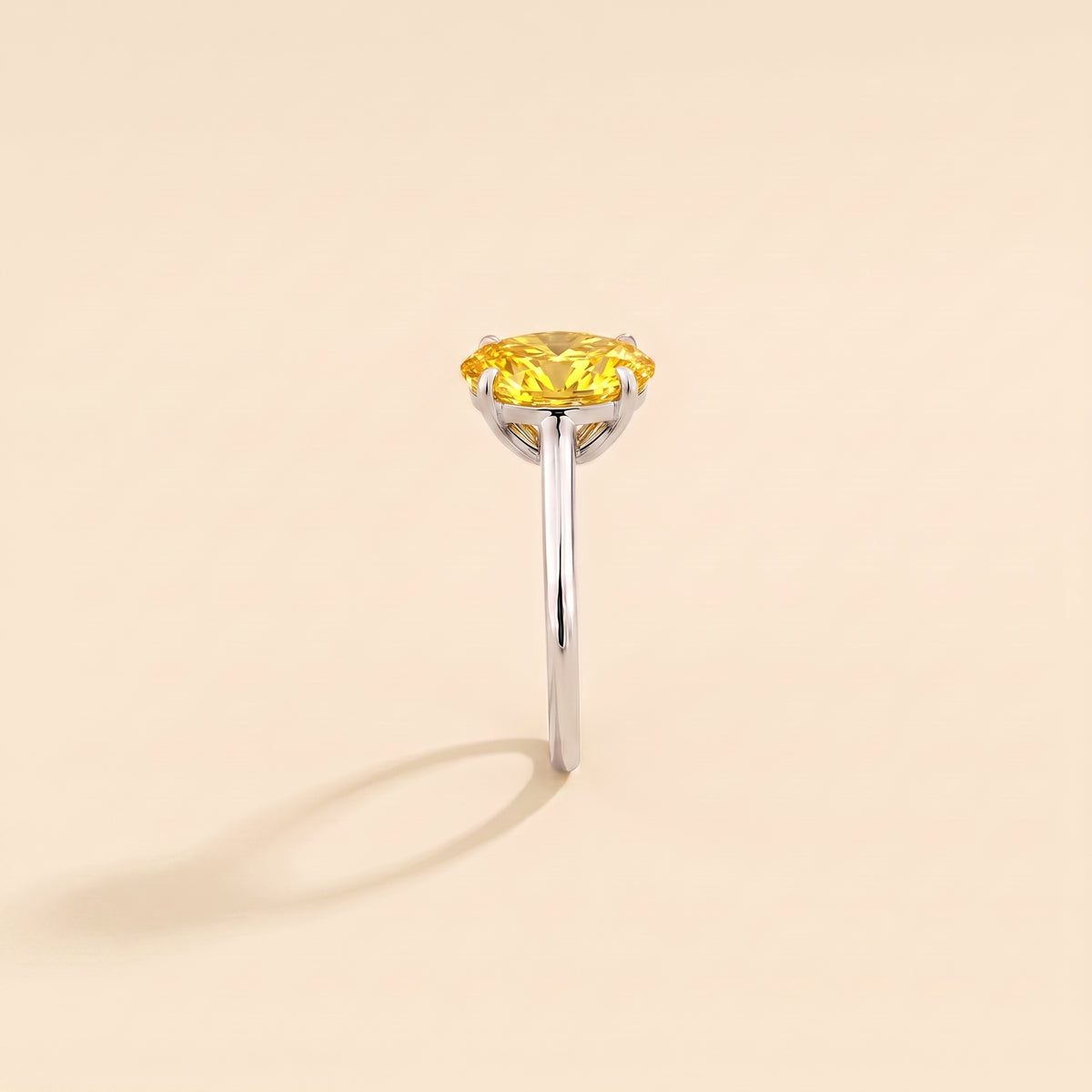Lyra Oval Shape Yellow Sapphire Cathedral Solitaire Ring side edge