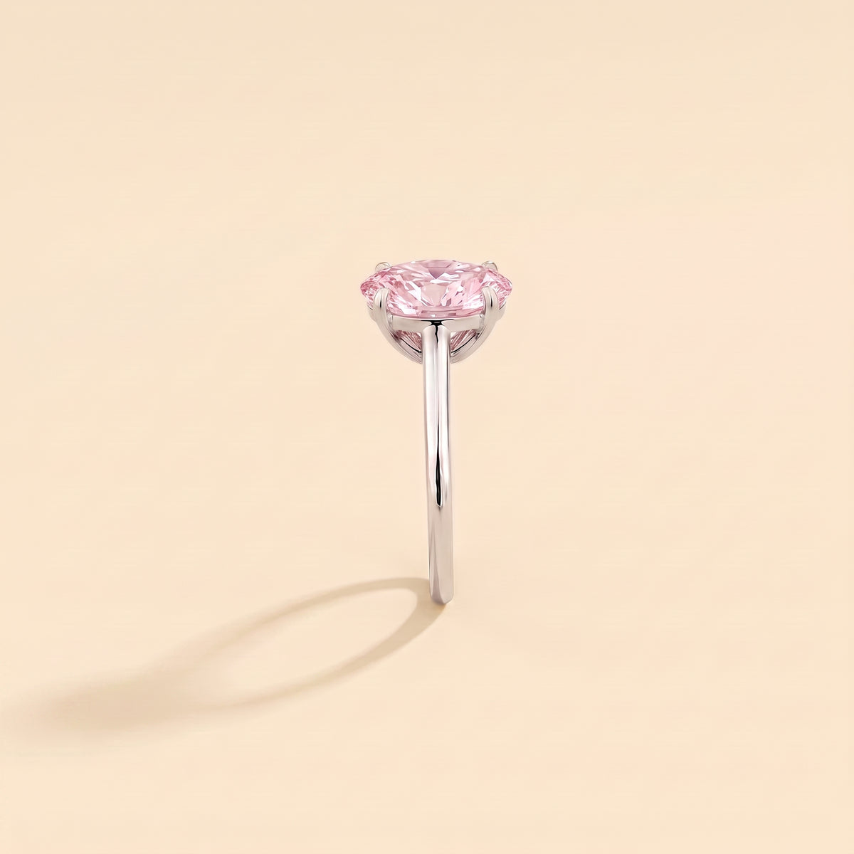 Lyra Oval Shape Pastel Pink Sapphire Cathedral Solitaire Ring side edge