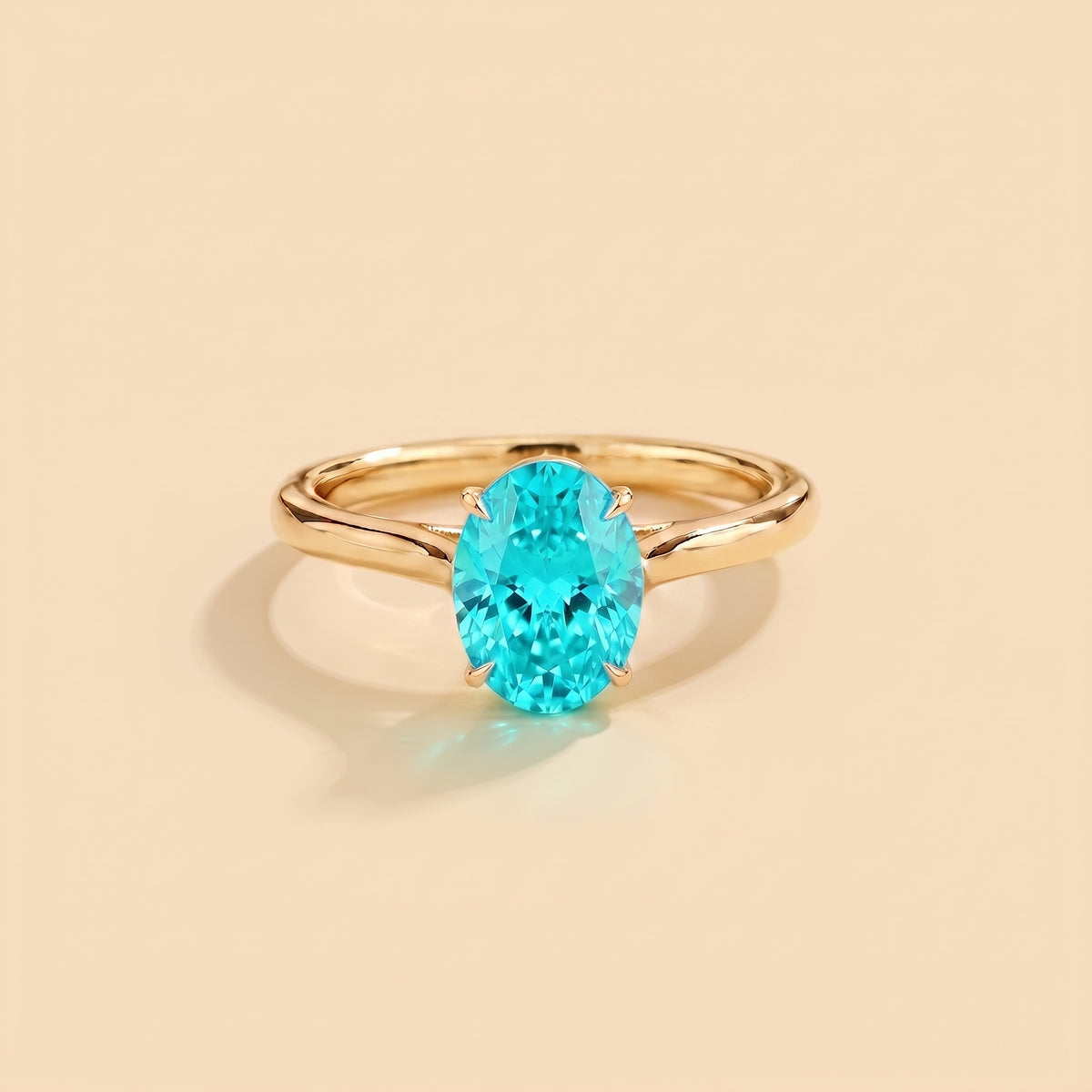 Lyra Oval Shape Paraiba Cathedral Solitaire Ring front