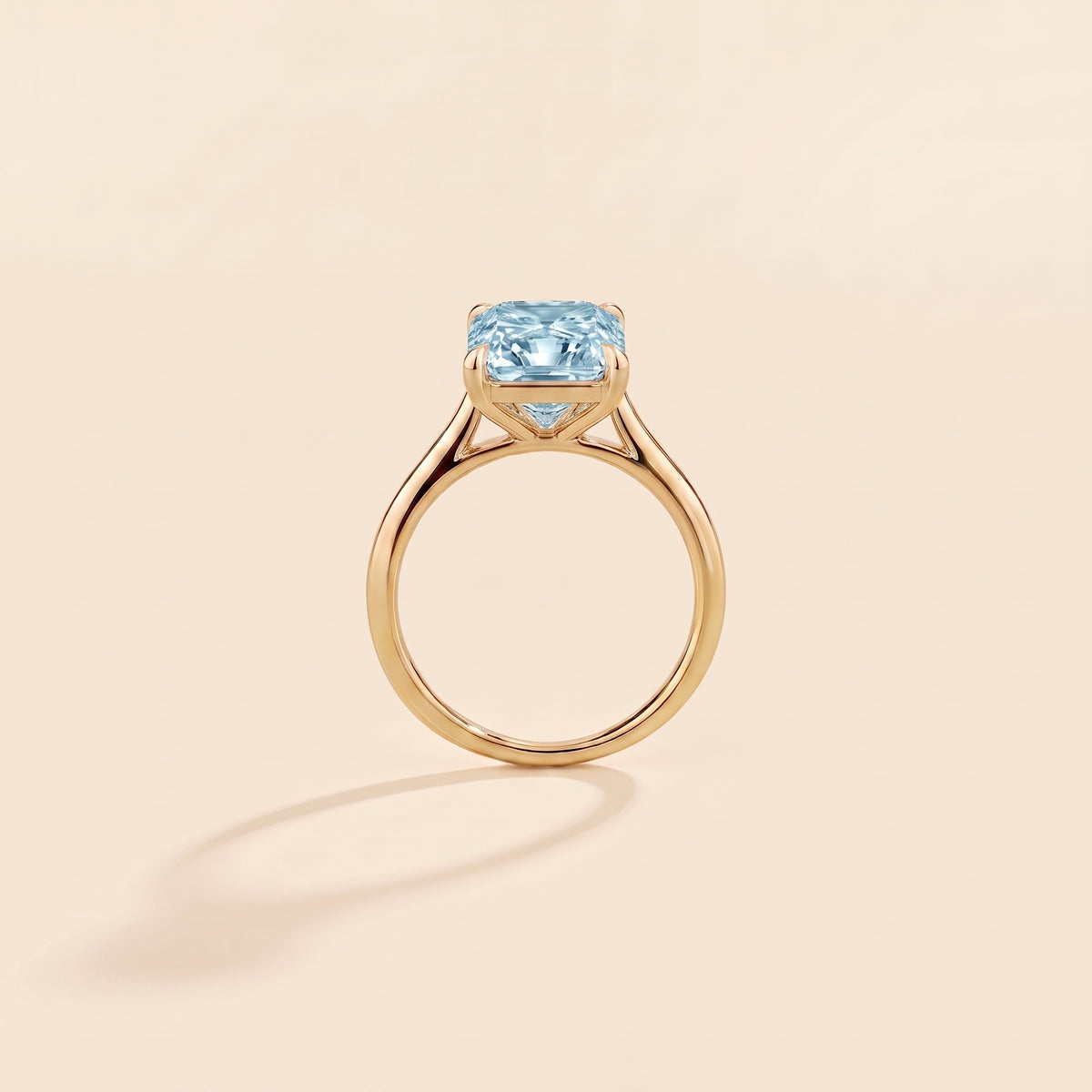Clair Radiant Shape Aquamarine Cathedral Solitaire Ring side profile