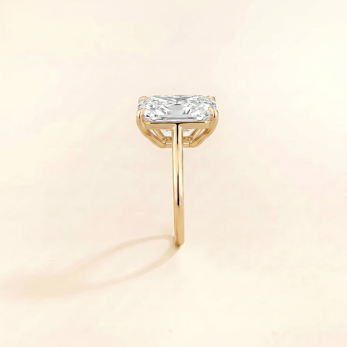 Clair Radiant Shape Diamond Cathedral Solitaire Ring side edge