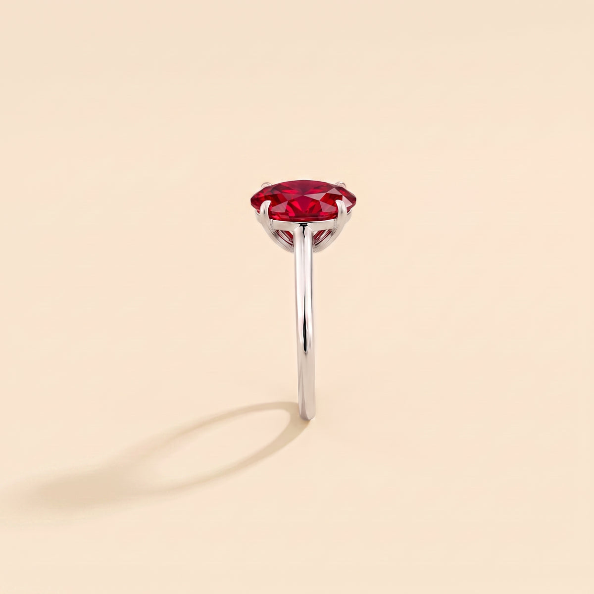 Lyra Oval Shape Ruby Cathedral Solitaire Ring side edge