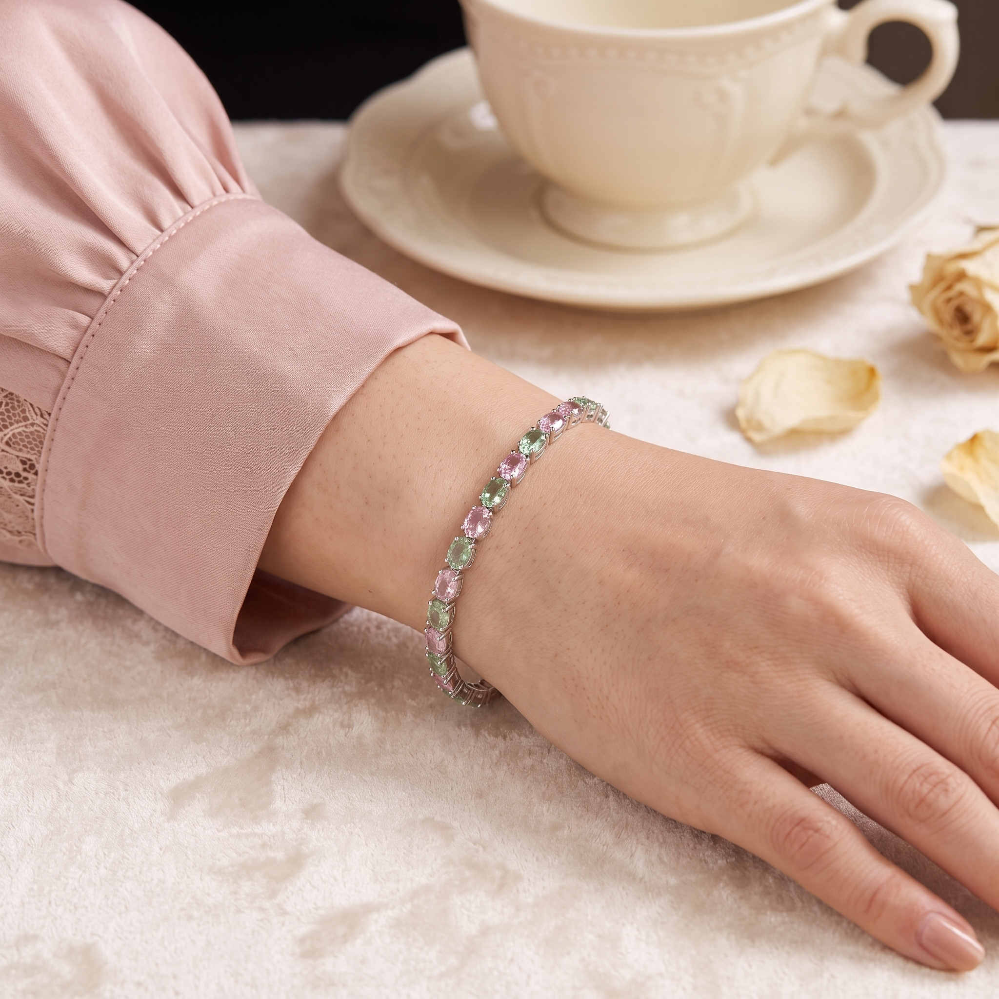 Salto Oval Tennis Bracelet worn on wrist