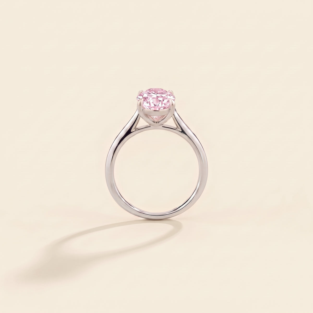Lyra Oval Shape Pastel Pink Sapphire Cathedral Solitaire Ring side profile