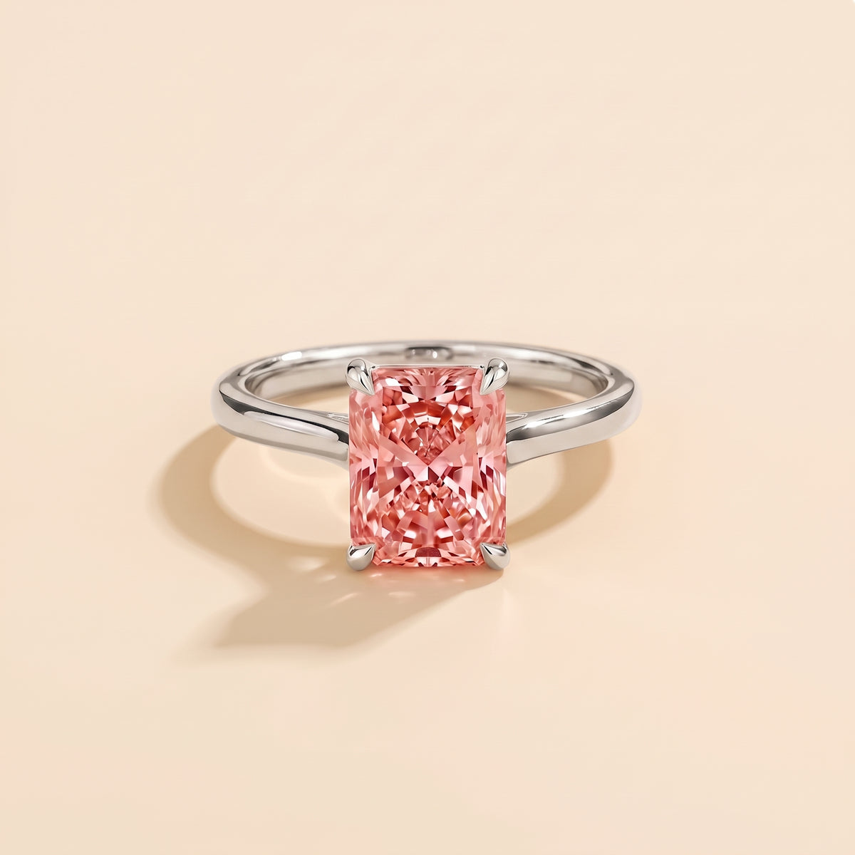 Clair Radiant Shape Padparadscha Sapphire Cathedral Solitaire front
