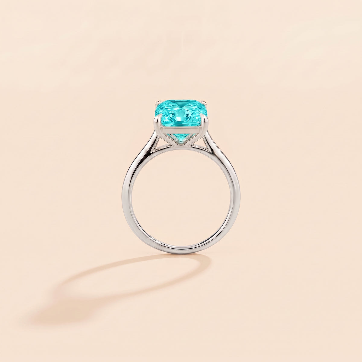 Clair Radiant Shape Paraiba Cathedral Solitaire Ring side profile