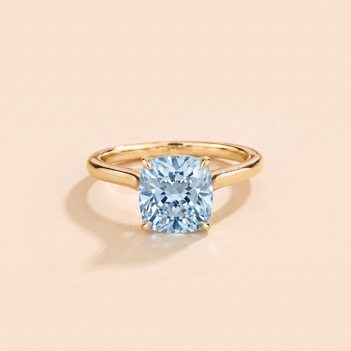 Iris Cushion Shape Aquamarine Cathedral Solitaire Ring front